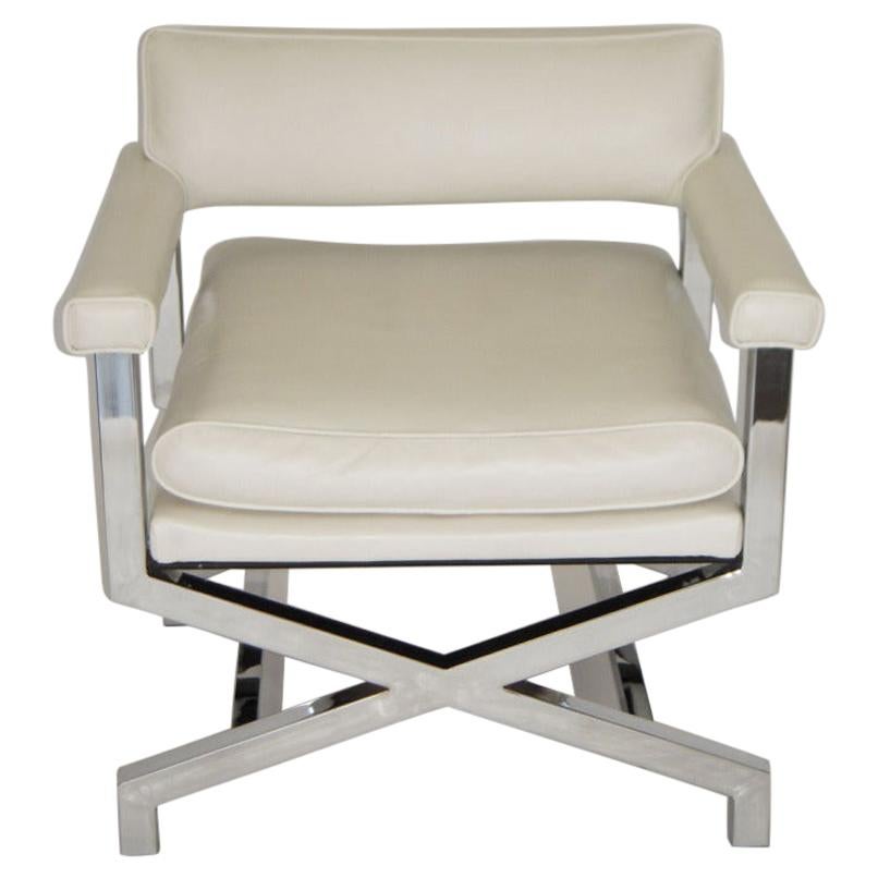 Regency Style X-Base Chrome Arm or Lounge Chair Parzinger Style, USA 1970's