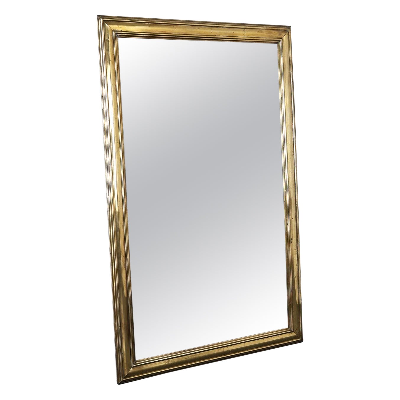 Exceptional XL Early 20th C. Brass Bistro Mirror For Sale