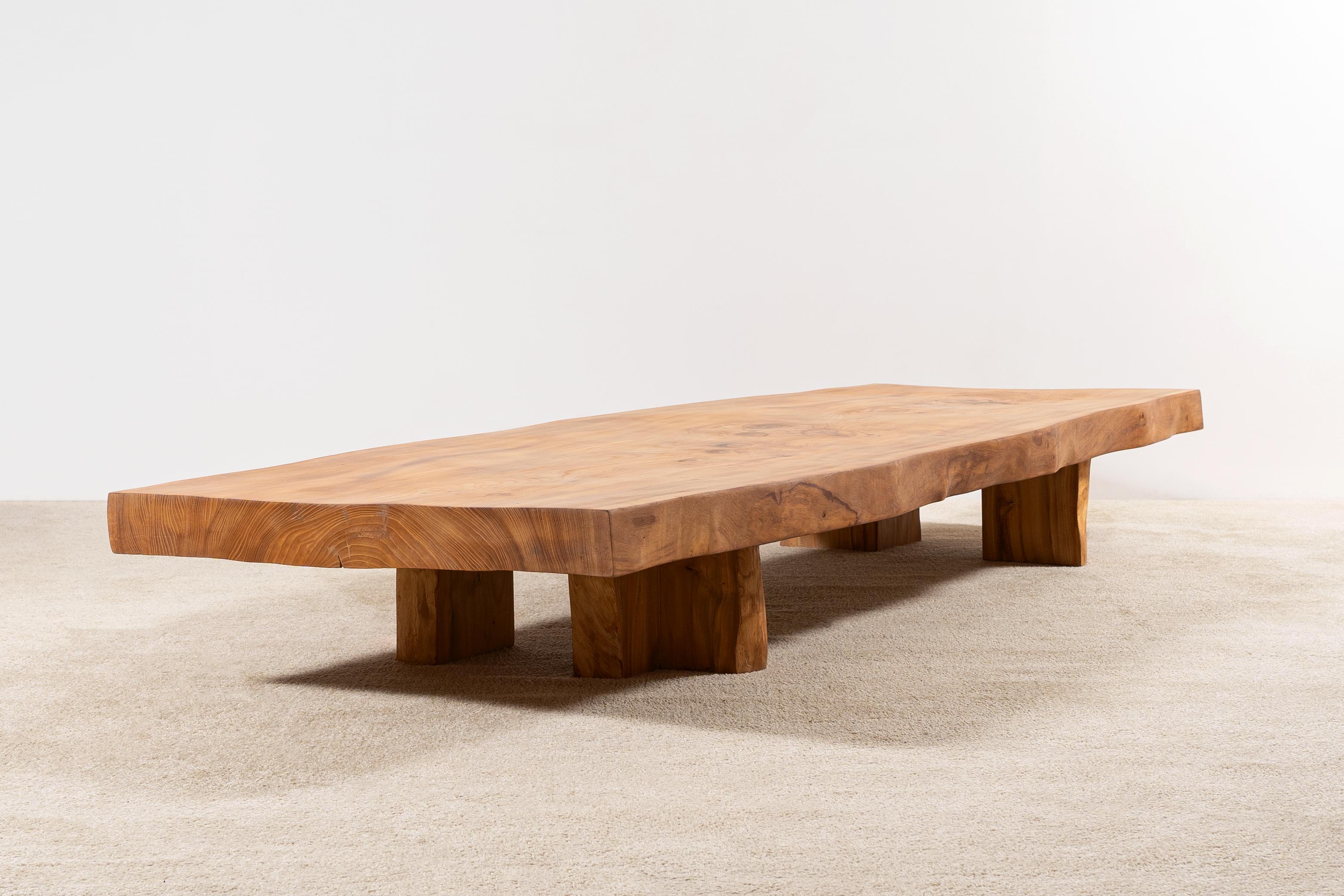 XXL Blond Elm Coffee Table. France, Circa 1950.

Very large Massive Blond Elm Coffee table sculpturally crafted by hand in a very minimalistic, Brutalist shaped style. Very atypical piece, Exceptional by the size. Exceptional by the preciousness