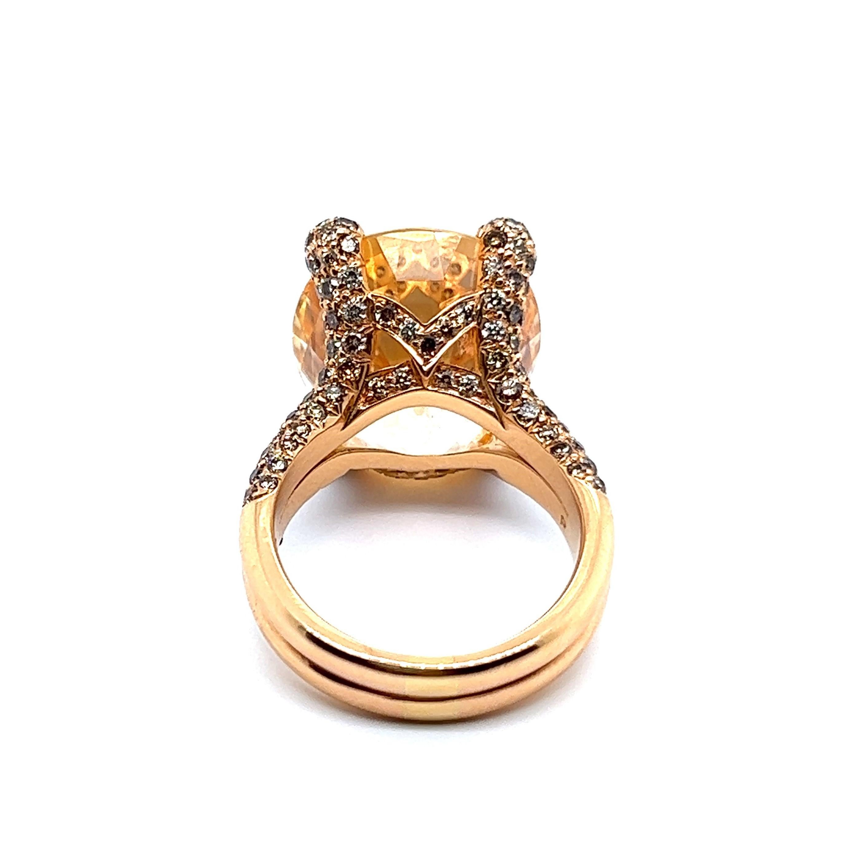 Oval Cut Exceptional Yellow Sapphire and Diamond Ring in 18 Karat Yellow Gold