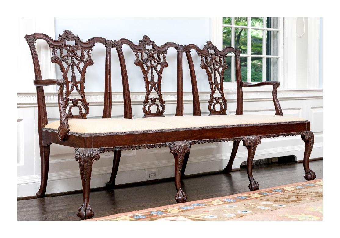Exceptionally Carved Georgian Style Bench For Sale 9