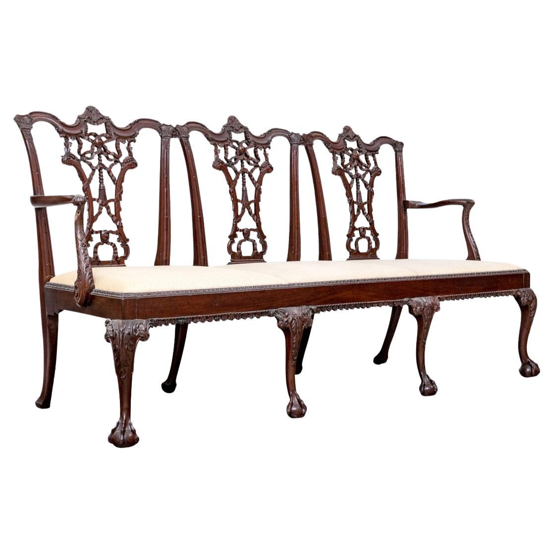 Exceptionally Carved Georgian Style Bench For Sale