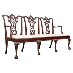 Exceptionally Carved Georgian Style Bench