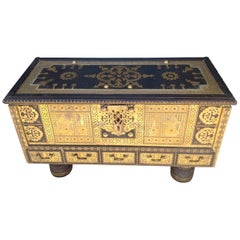 Exceptionally Elaborate Brass Appointed Moroccan Trunk