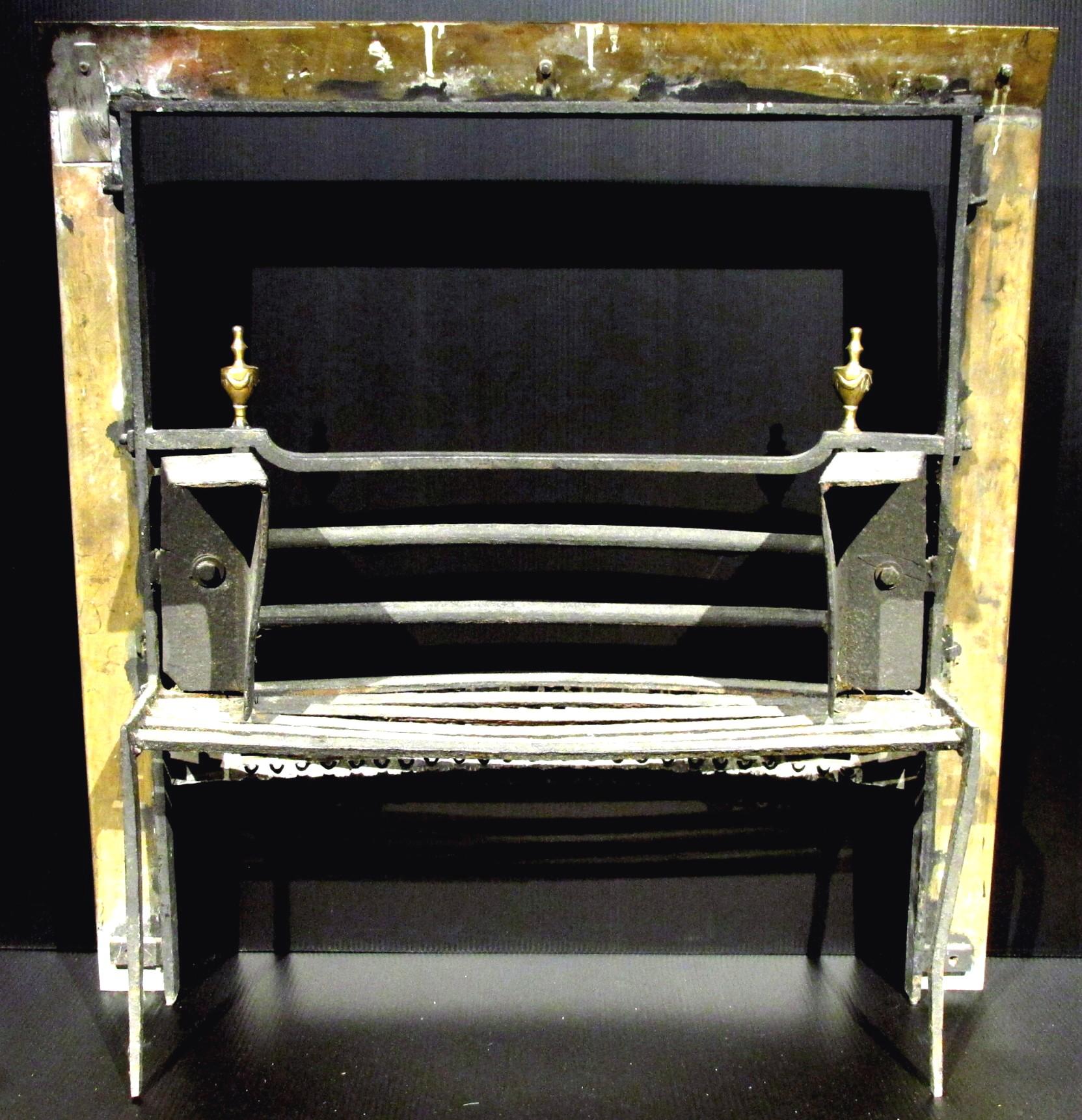 Forged A Very Fine 18th C. Irish Georgian Brass Fireplace Register Grate, Circa 1780 For Sale