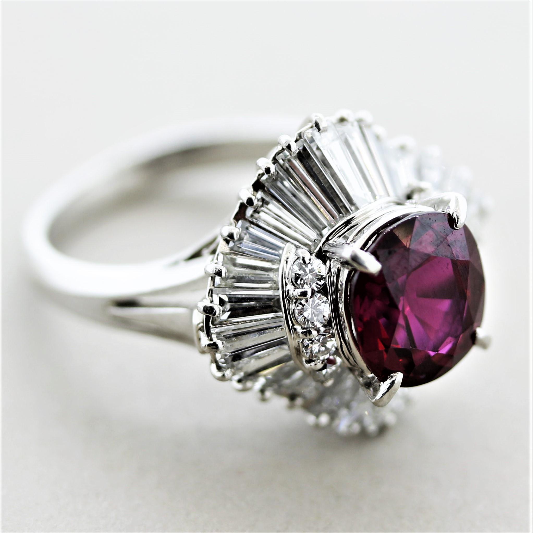 Exceptionally Fine No-Heat Ruby Diamond Platinum Ring, GIA Certified For Sale 1