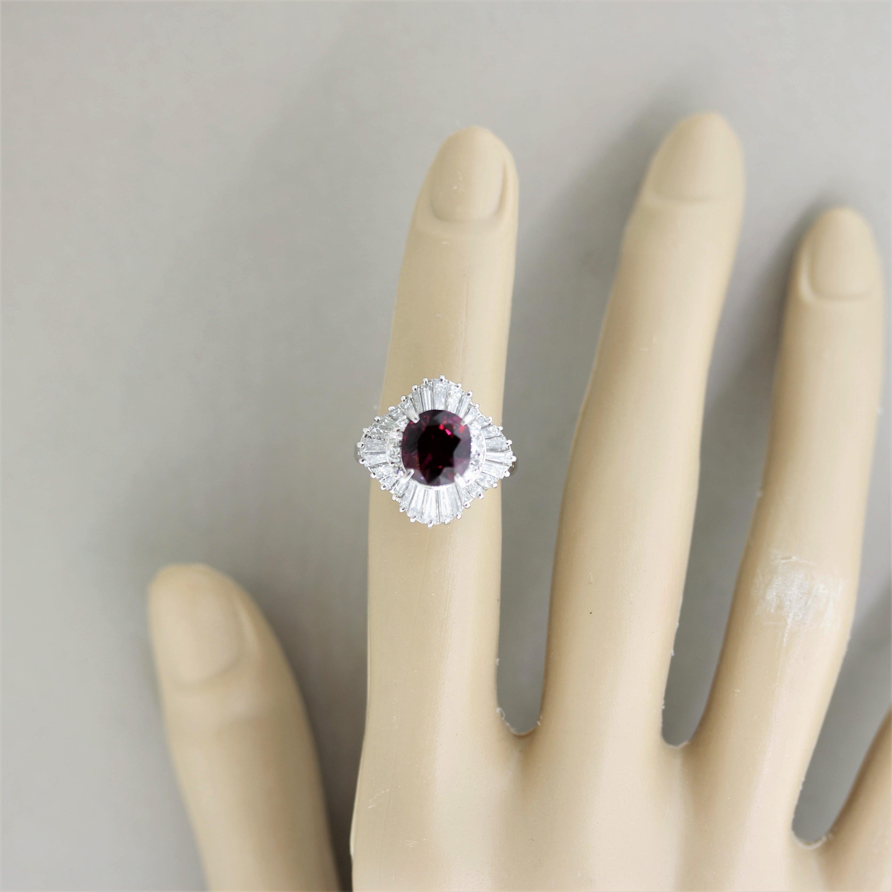 Exceptionally Fine No-Heat Ruby Diamond Platinum Ring, GIA Certified For Sale 2