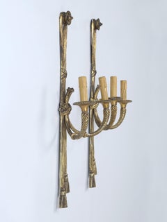 French Gilt Bronze Sconces Exceptionally Fine Pair late 1800's Louis XVI style