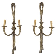 Antique Exceptionally Fine Pair of late 1800s Louis XVI style French Gilt Bronze Sconces