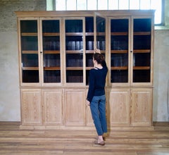 19th Century Exceptionally Large Glazed Bleached Bookcase Bibliothèque