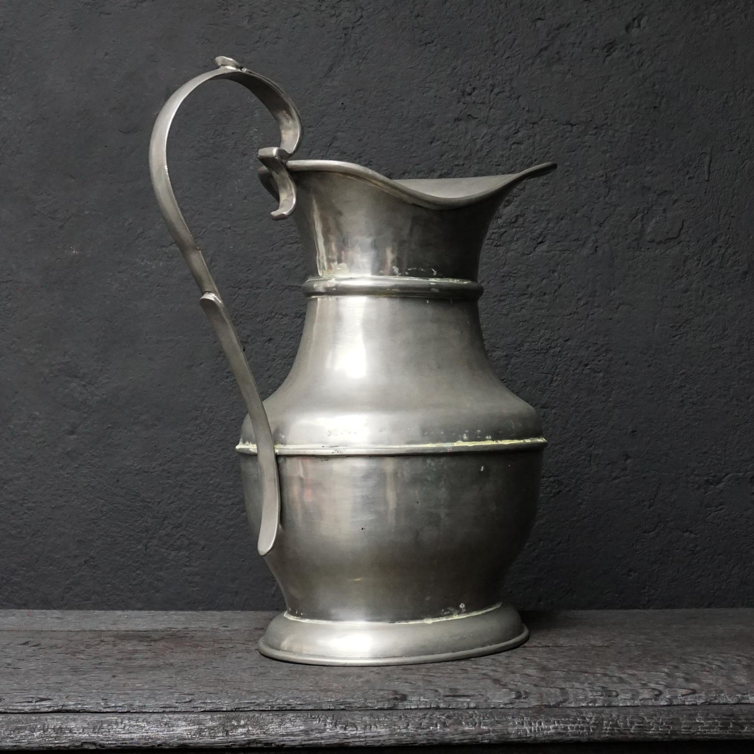Exceptionally Large 19th Century Dutch Tin Water Ewer, Pitcher or Jug 1