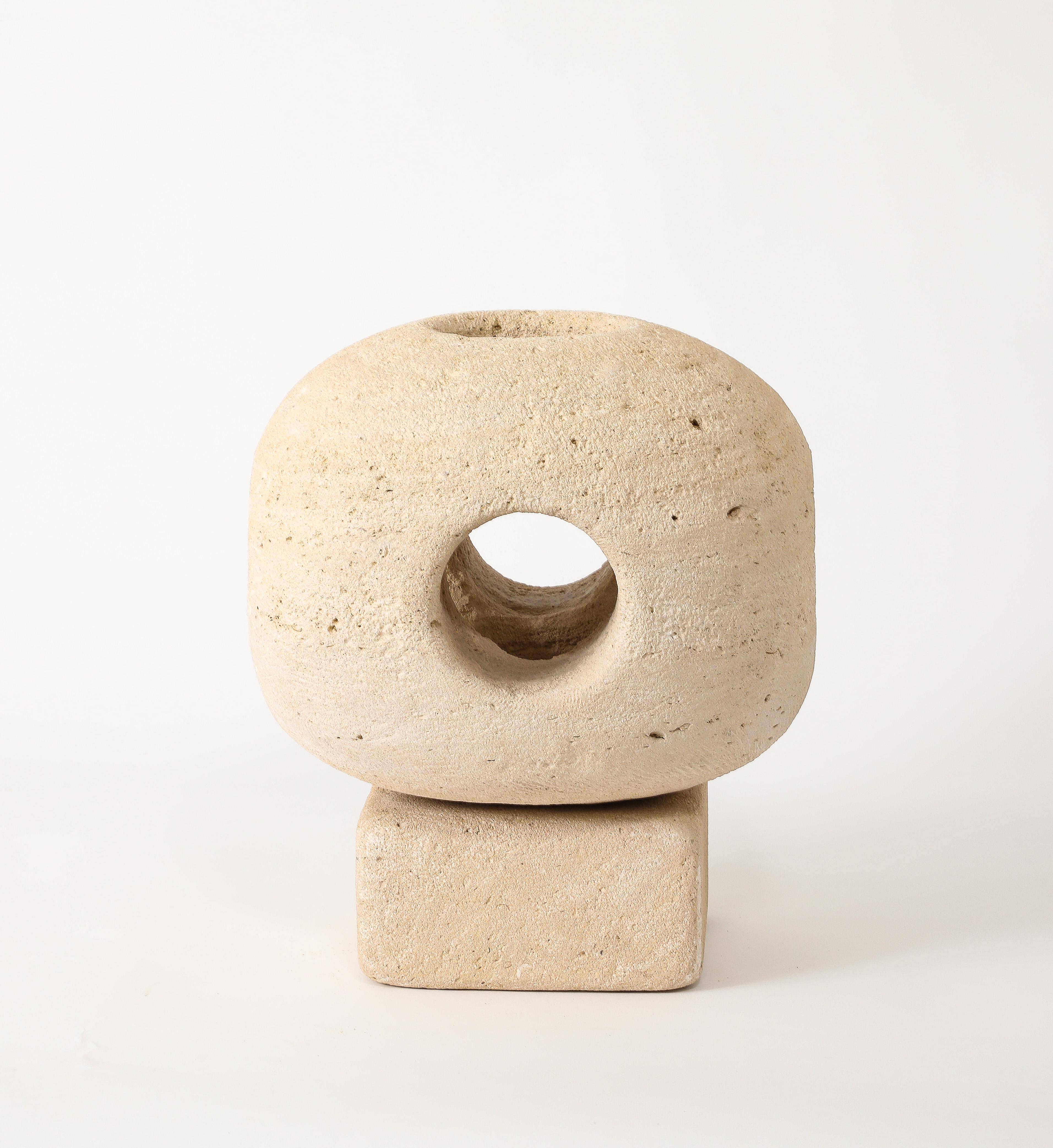Hand-Carved Exceptionally Large Albert Tormos Stone “Sphere” lamp, France 1960's For Sale