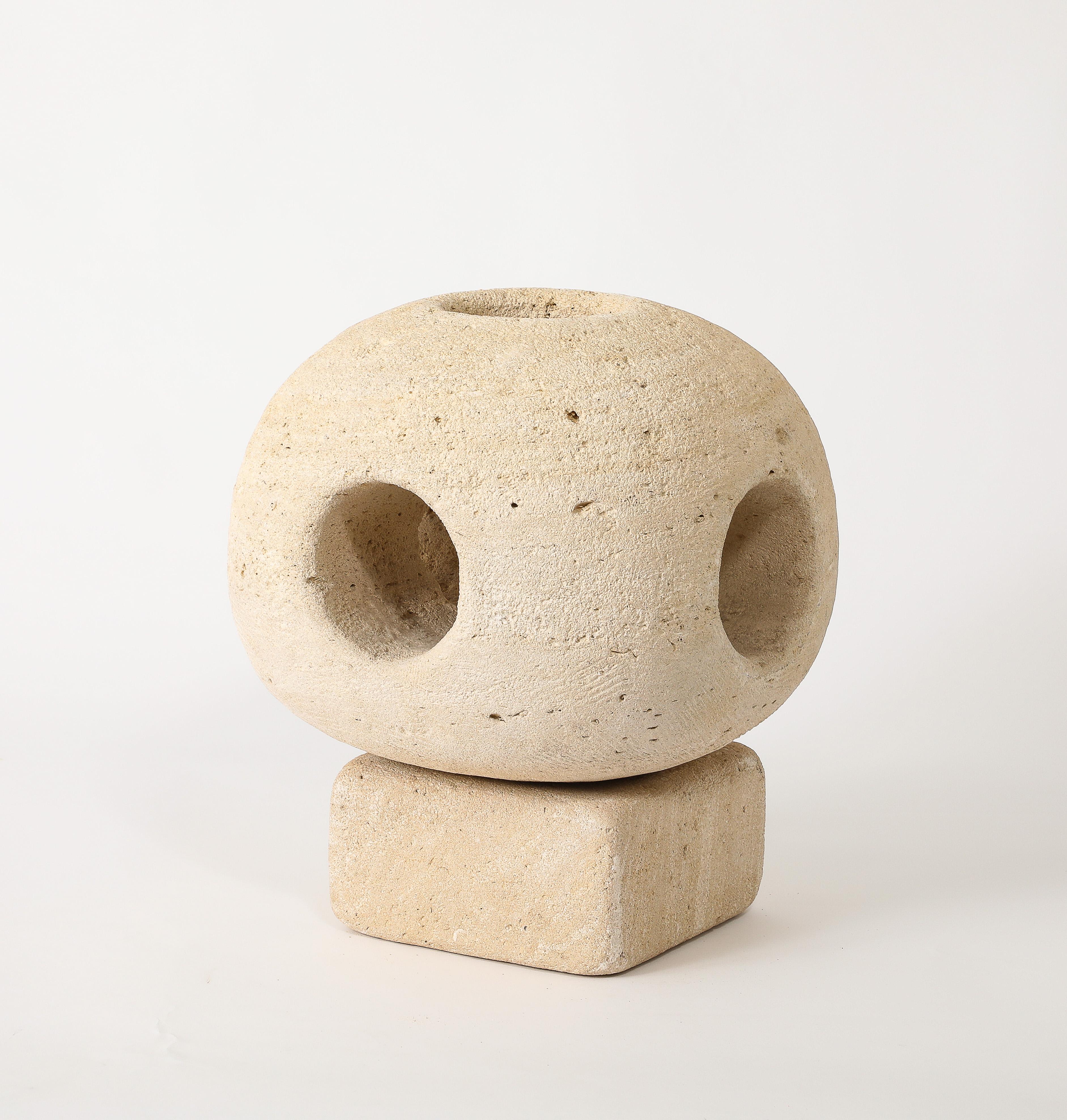 Exceptionally Large Albert Tormos Stone “Sphere” lamp, France 1960's In Good Condition For Sale In New York, NY