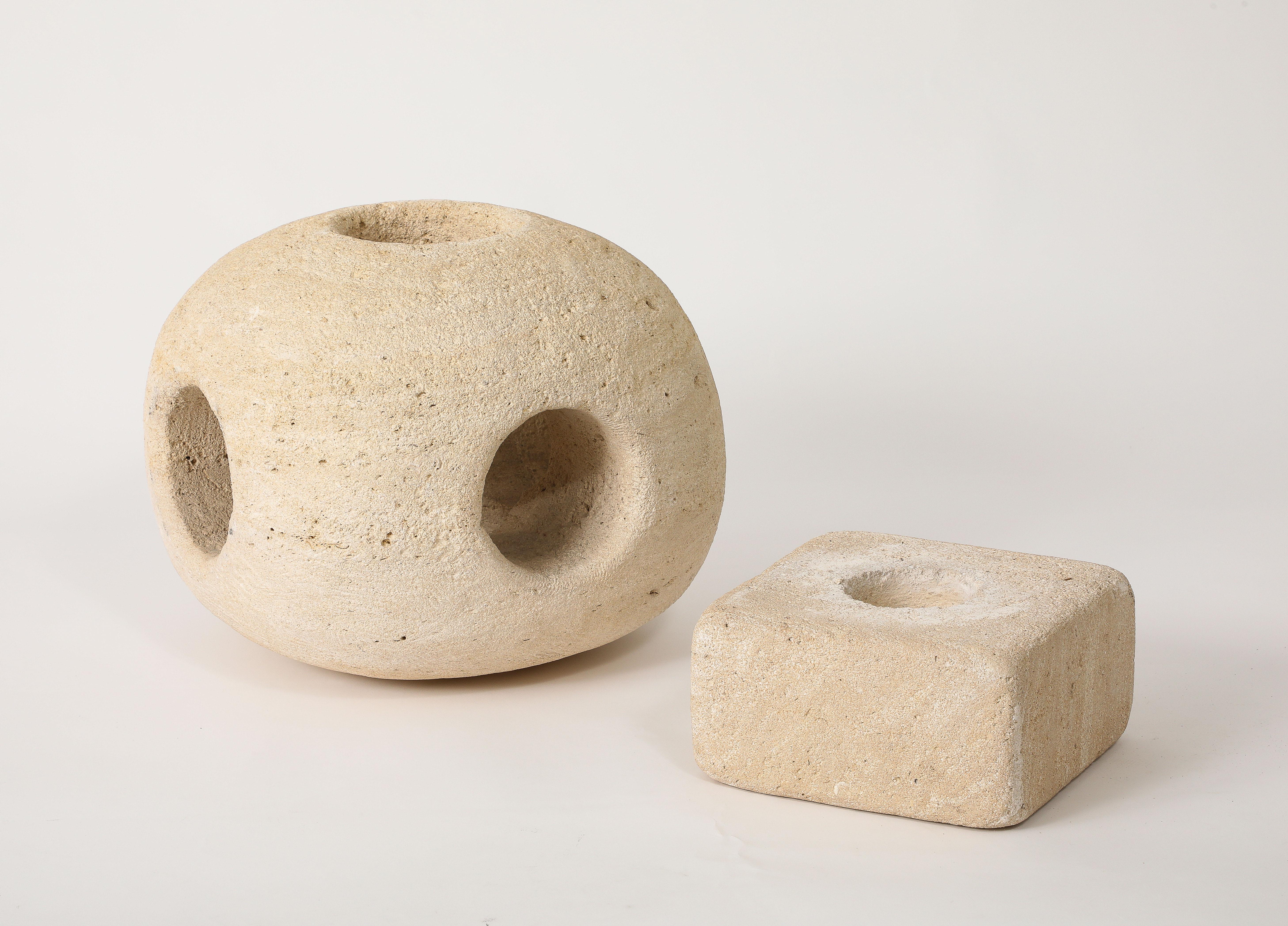 20th Century Exceptionally Large Albert Tormos Stone “Sphere” lamp, France 1960's For Sale