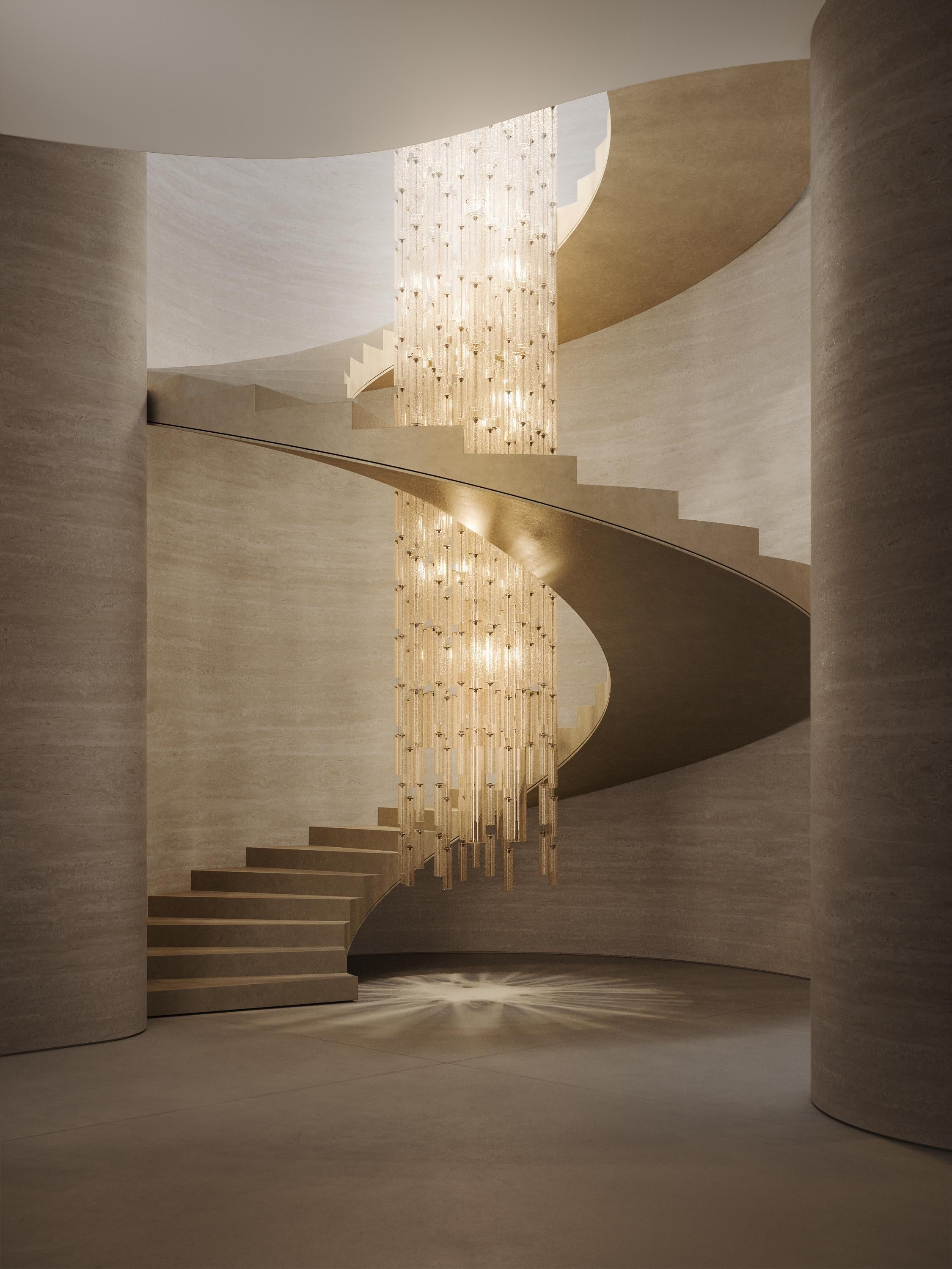 Modern Exceptionally Large and Rare Custom Made Murano Stairway Chandelier, Italy 2006.