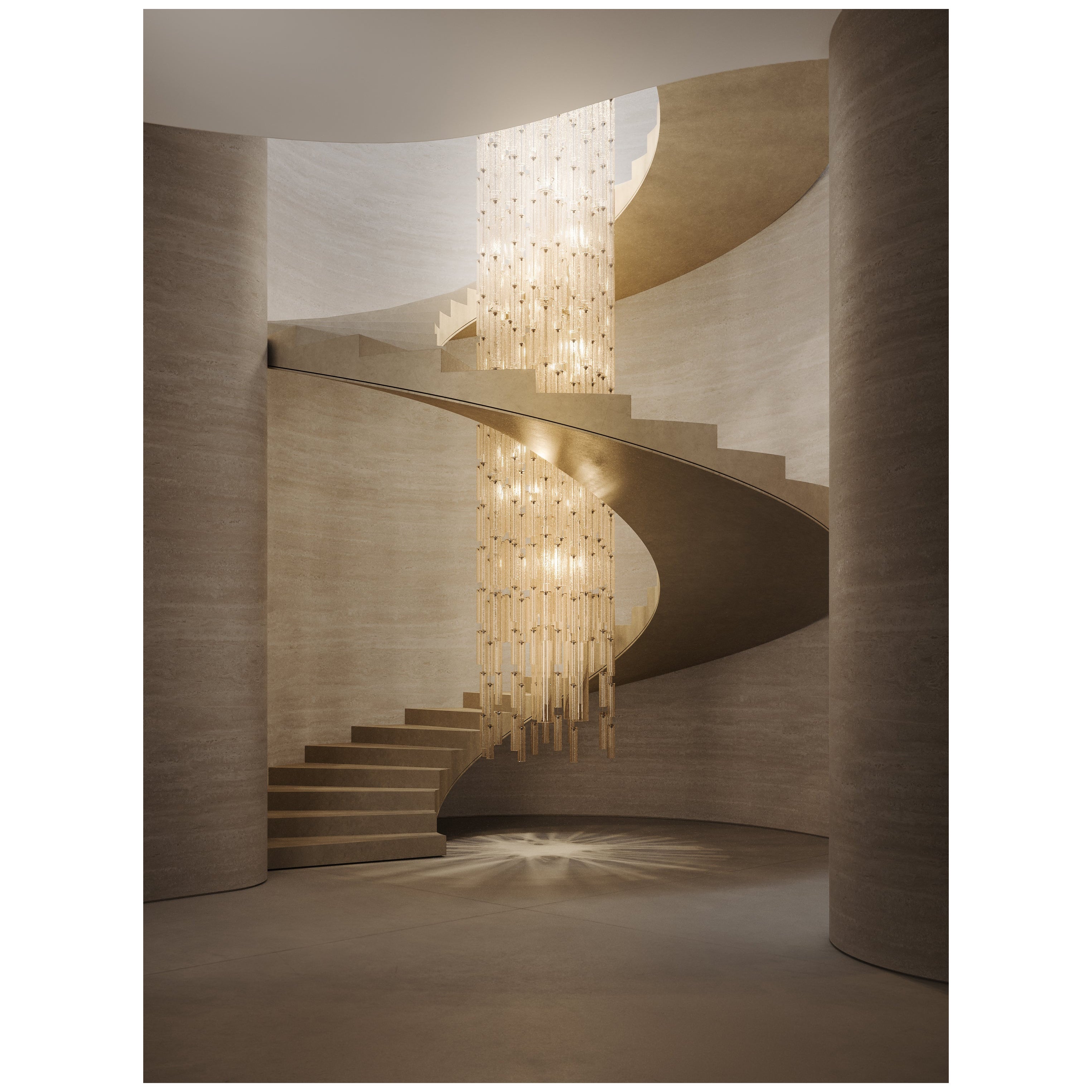 Exceptionally Large and Rare Custom Made Murano Stairway Chandelier, Italy 2006.