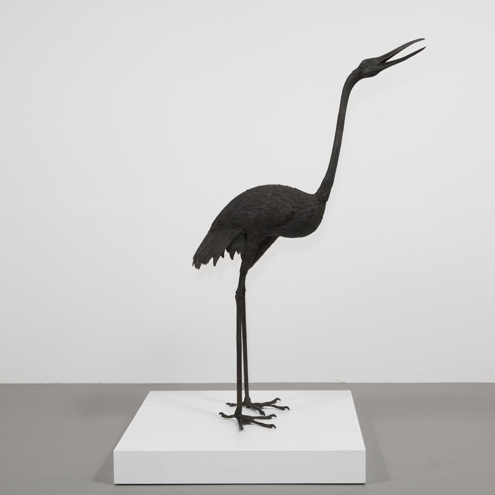 An exceptionally large bronze crane Japanese, Taisho to Showa Period (1920s-1930s).

 