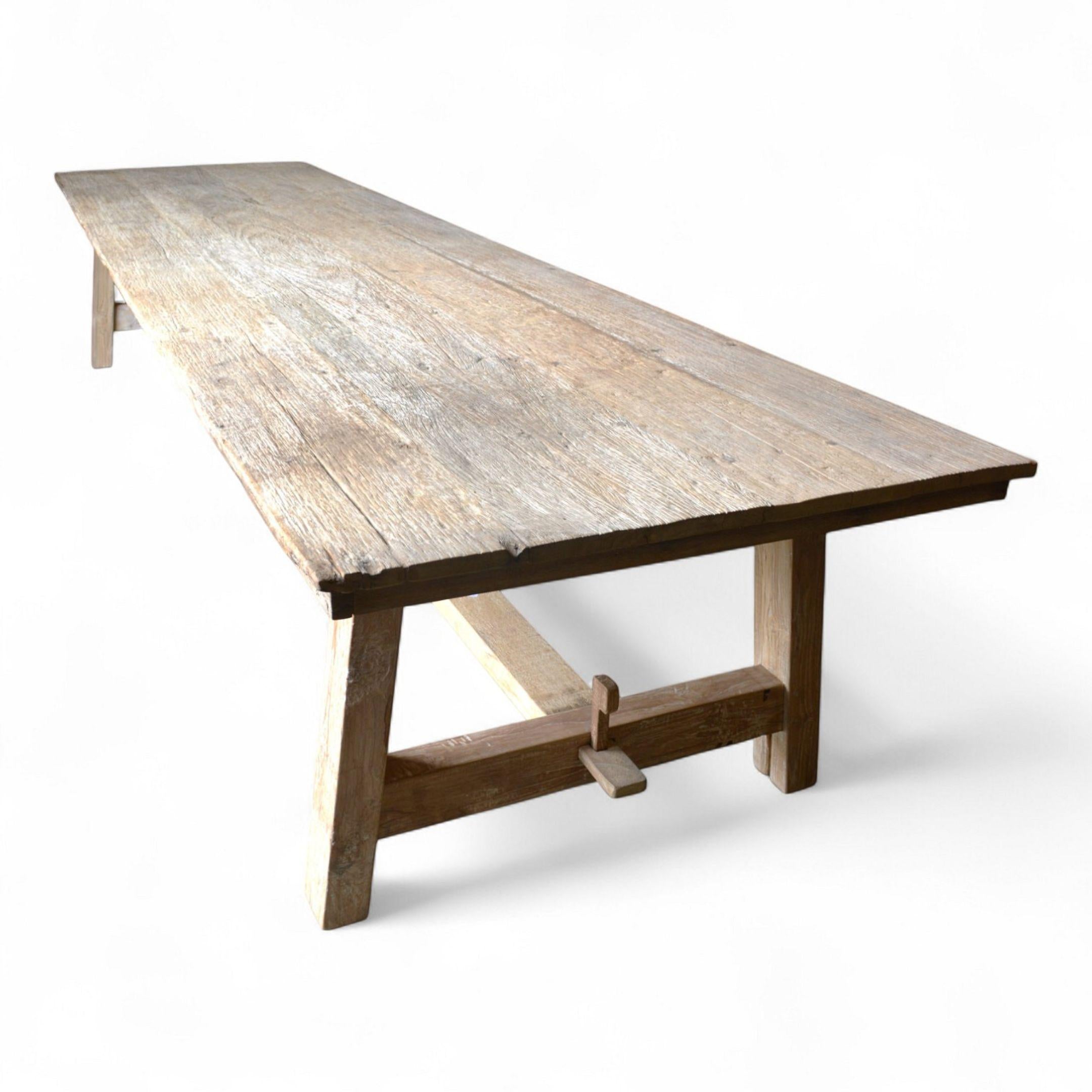 Hand-Crafted Exceptionally Large Dining Table in Reclaimed Bangkirai Wood, Indonesia For Sale