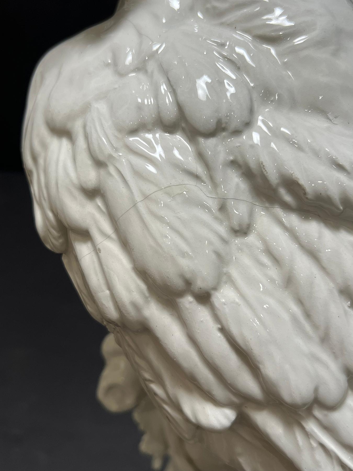 Exceptionally Large Italian Majolica White-Glazed Parrot For Sale 7