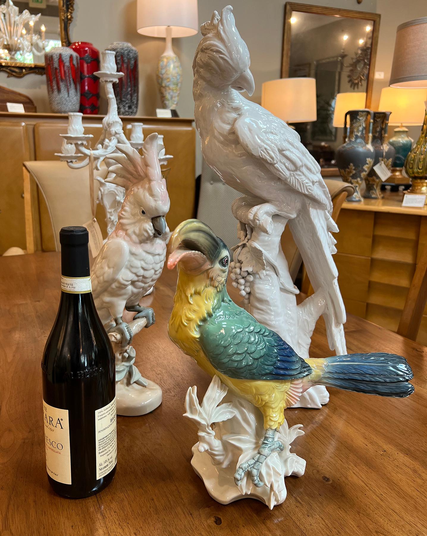 Exceptionally Large Italian Majolica White-Glazed Parrot For Sale 8