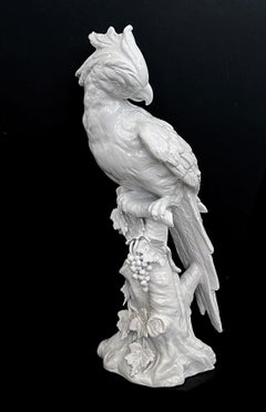 Exceptionally Large Italian Majolica White-Glazed Parrot