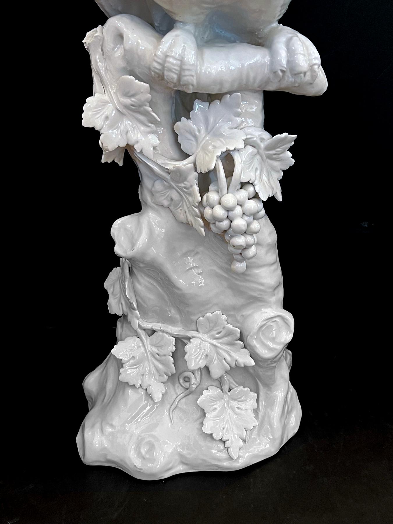 Exceptionally Large Italian Majolica White-Glazed Parrot For Sale 2