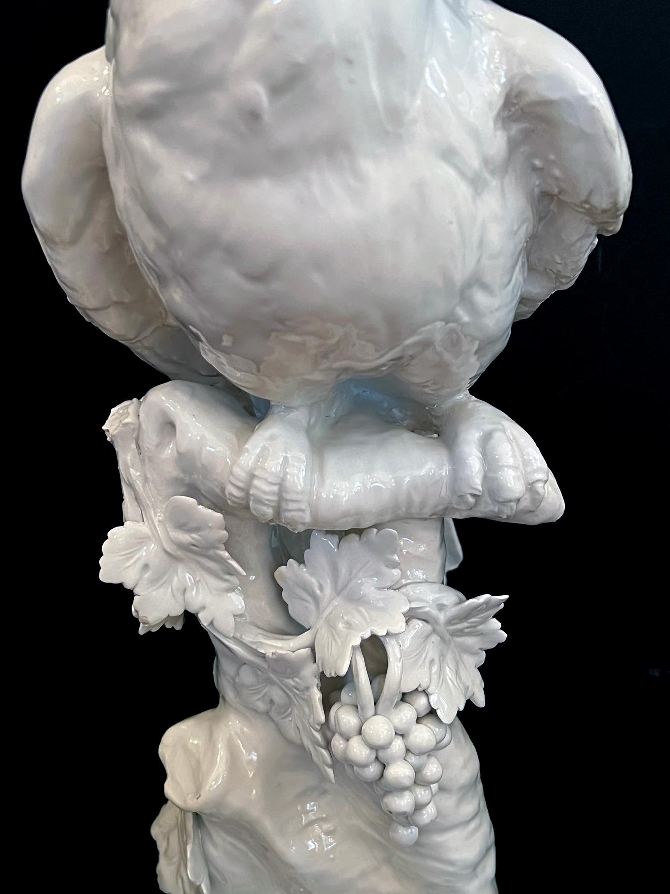 Exceptionally Large Italian Majolica White-Glazed Parrot For Sale 3