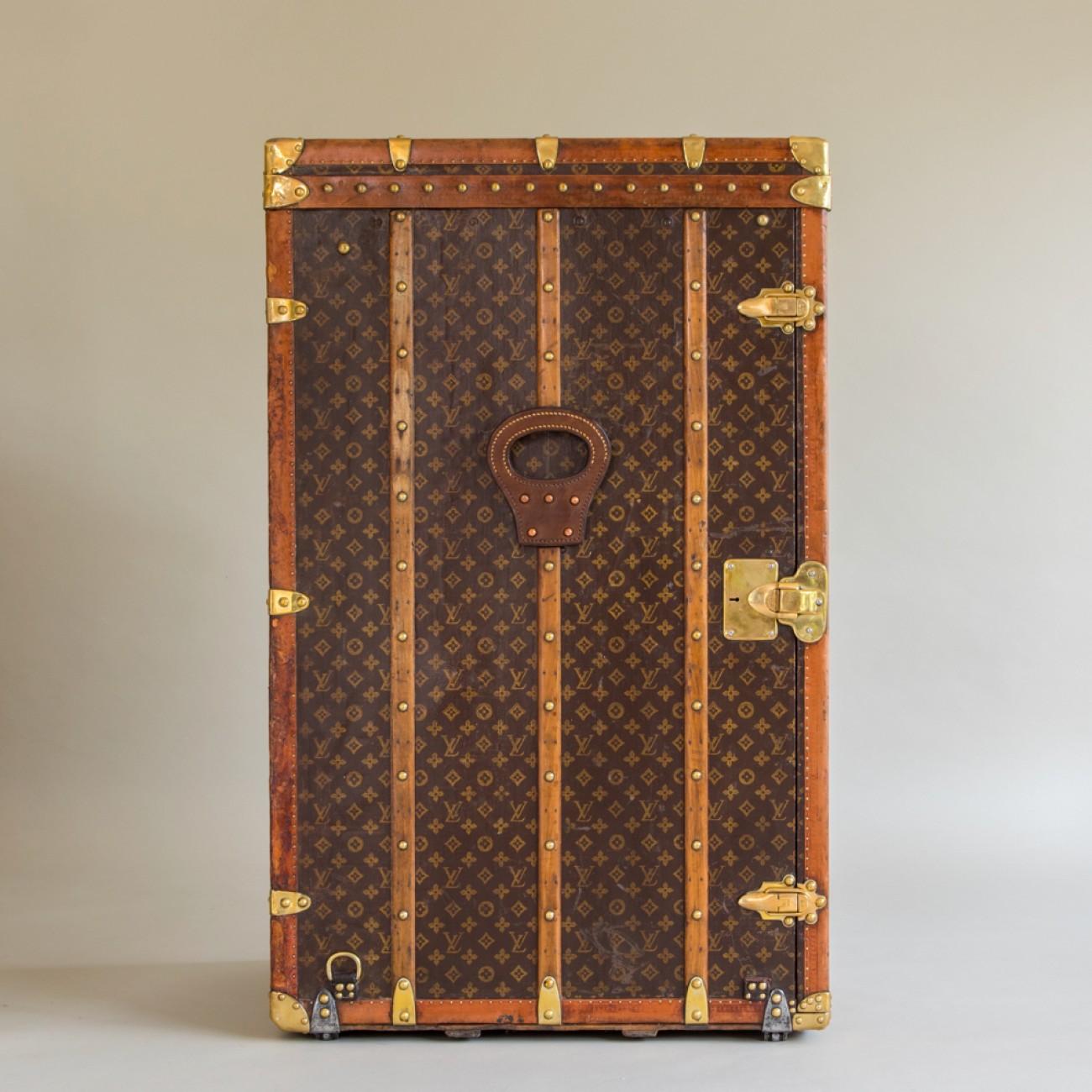 Early 20th Century Exceptionally Large Louis Vuitton Wardrobe Trunk c1916