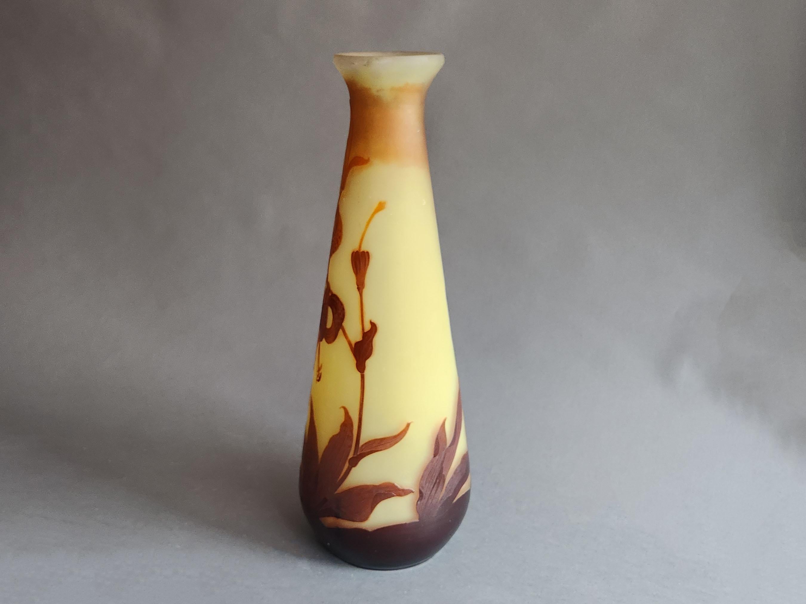 Art Nouveau Impressive Extra Large Vintage Émile Gallé Cameo Glass Vase For Sale