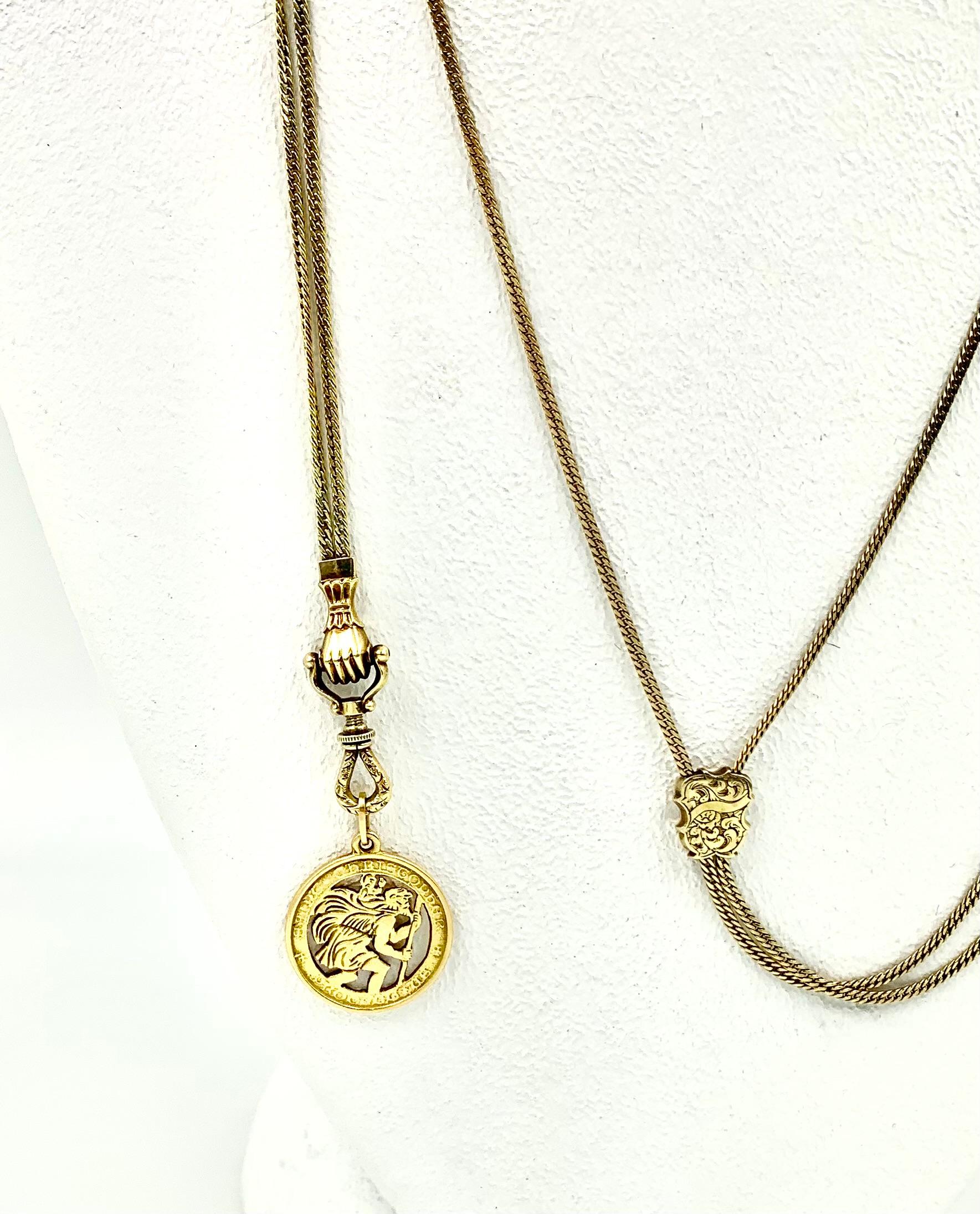 Collana con catena a scorrimento in oro 18 carati eccezionalmente lunga Mano Sautoir Circa 1840 in vendita 5