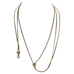 Exceptionally Long Antique 18K Gold Mano Sautoir Slide Chain Necklace Circa 1840