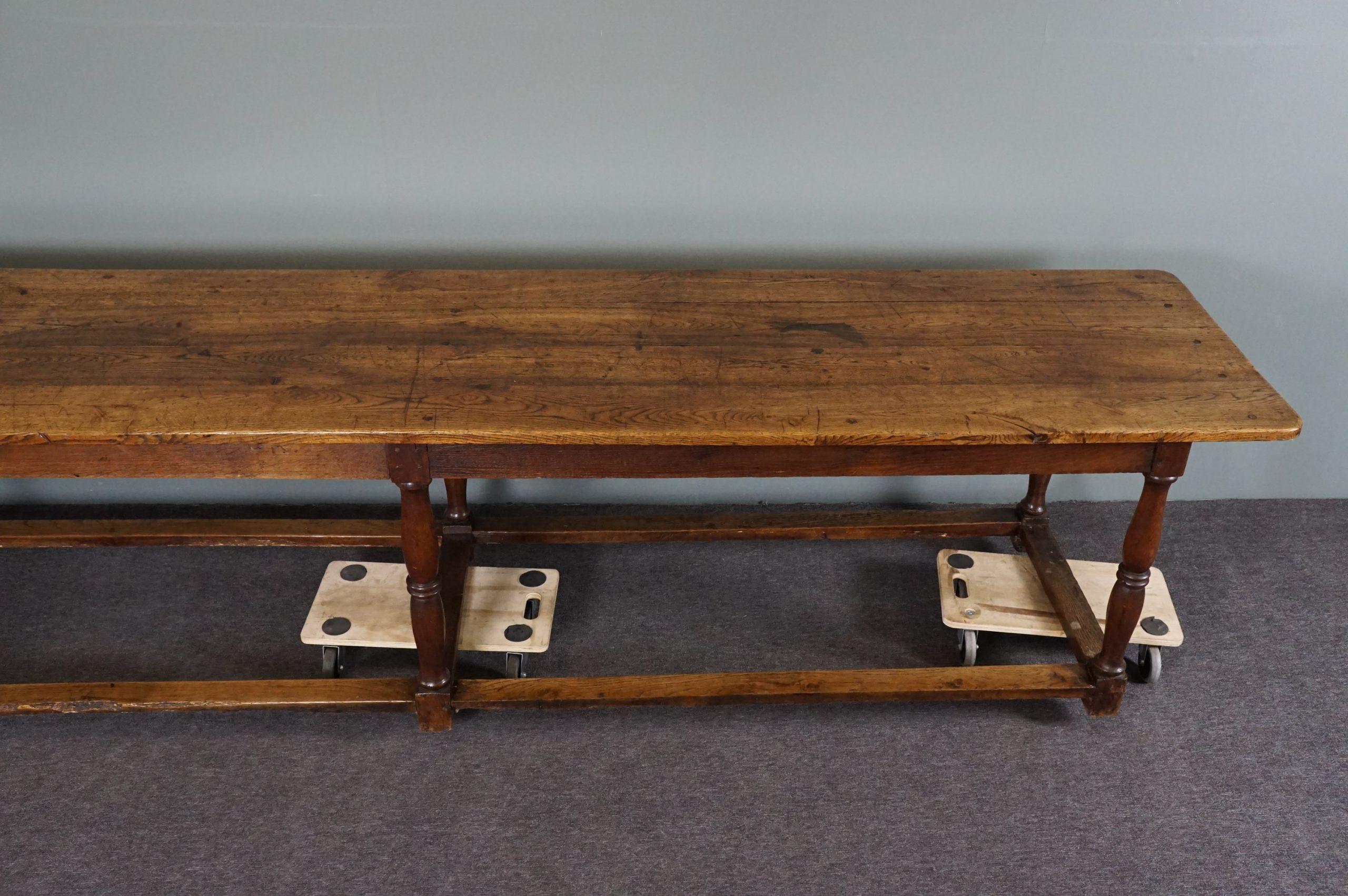 19th Century Very long antique 19th century English oak diningtable, 5 meter, Refectory table For Sale