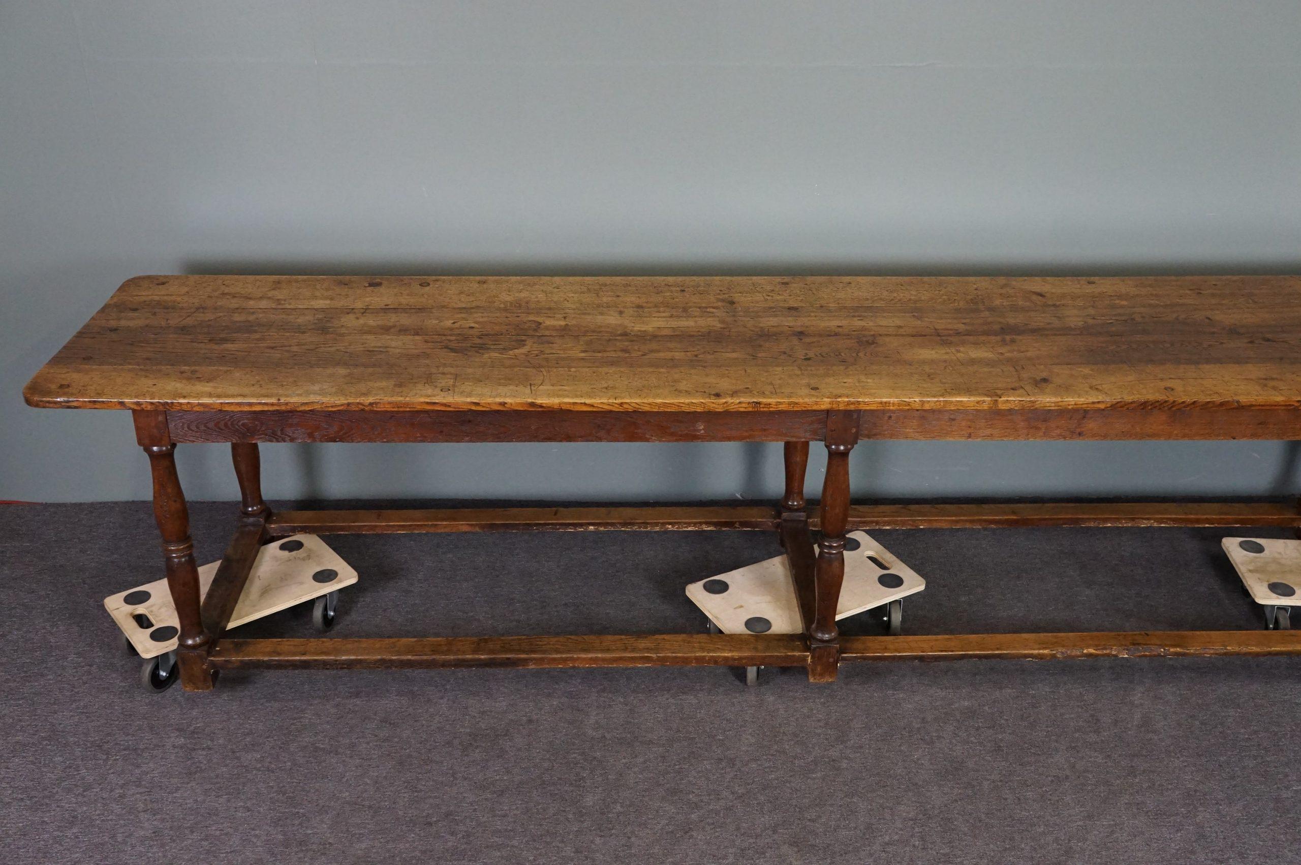 Oak Very long antique 19th century English oak diningtable, 5 meter, Refectory table For Sale