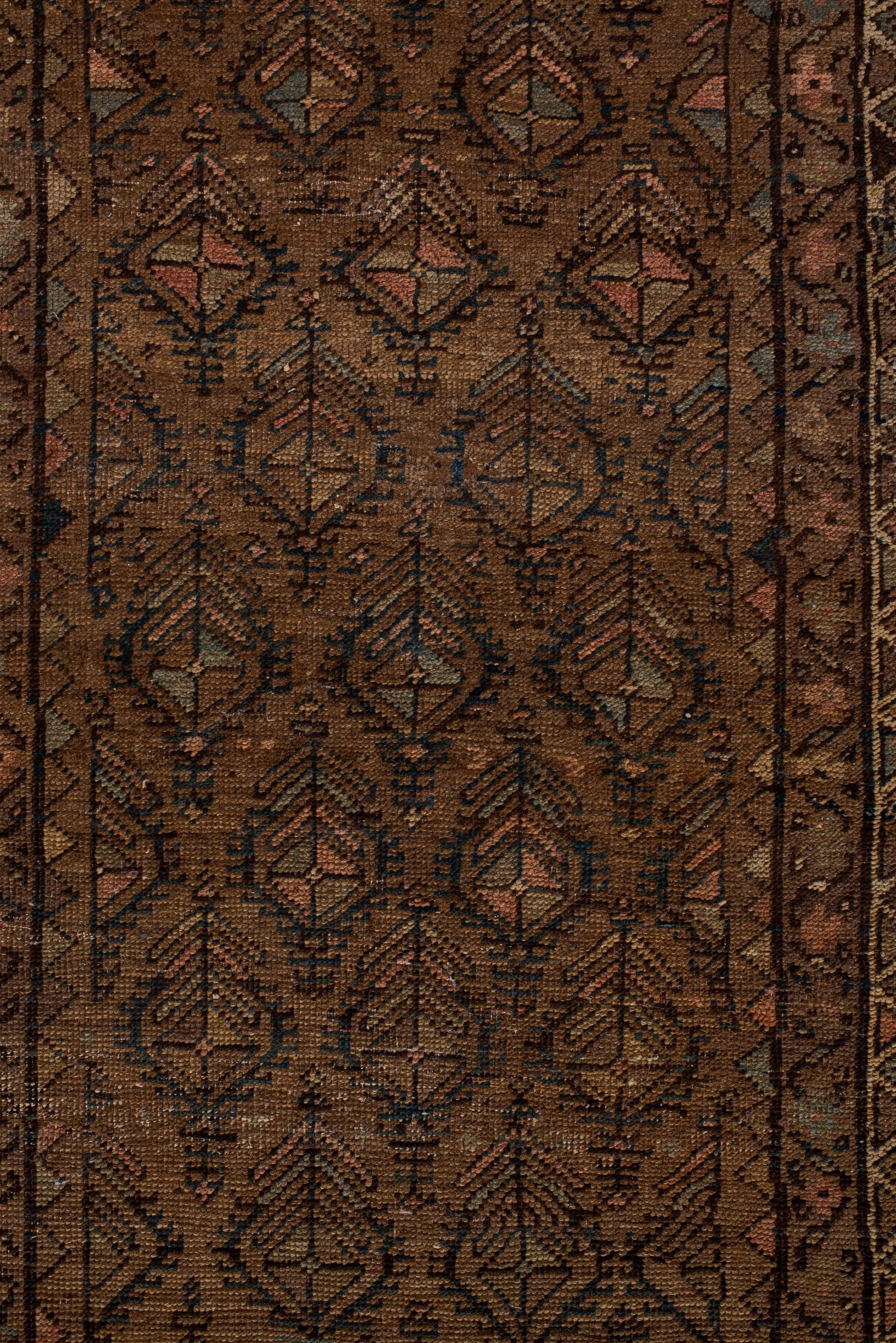 Hand-Knotted Exceptionally Long Kurdish Runner with Red Field and Blue Toned Flowers For Sale