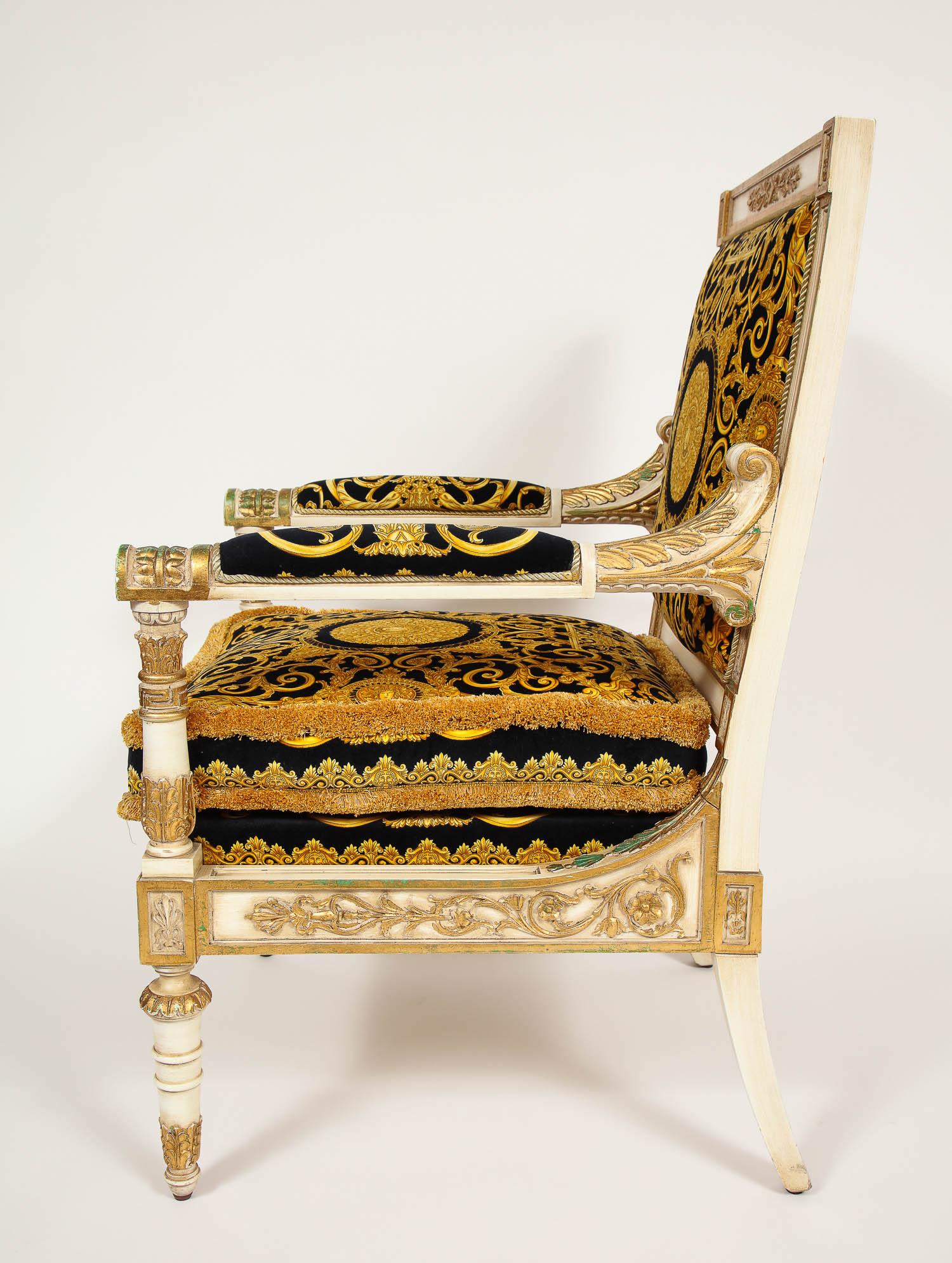 Exceptionally Magnificent Large Pair of Empire Style Versace Armchairs In Good Condition In New York, NY