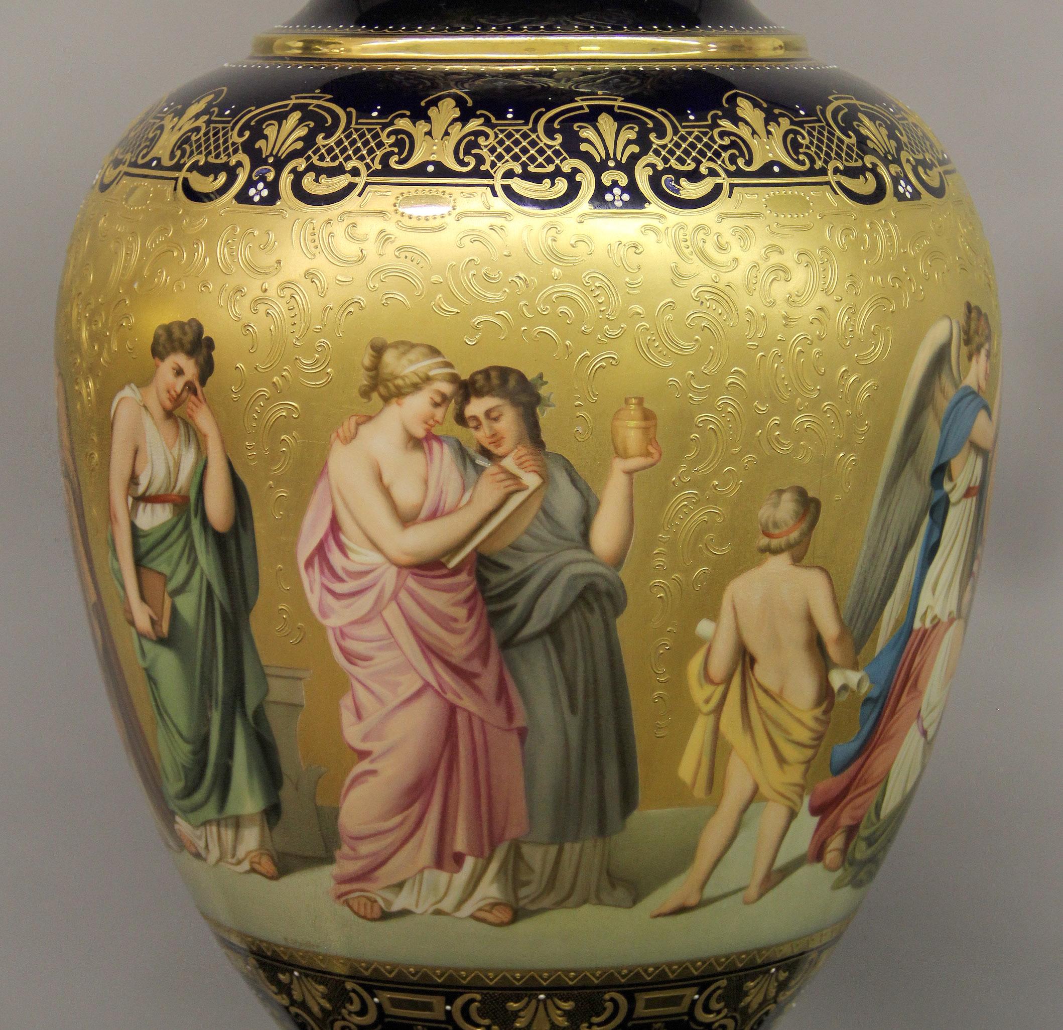 Hand-Painted Exceptionally Pair of Late 19th Century Exhibition Royal Vienna Porcelain Vases