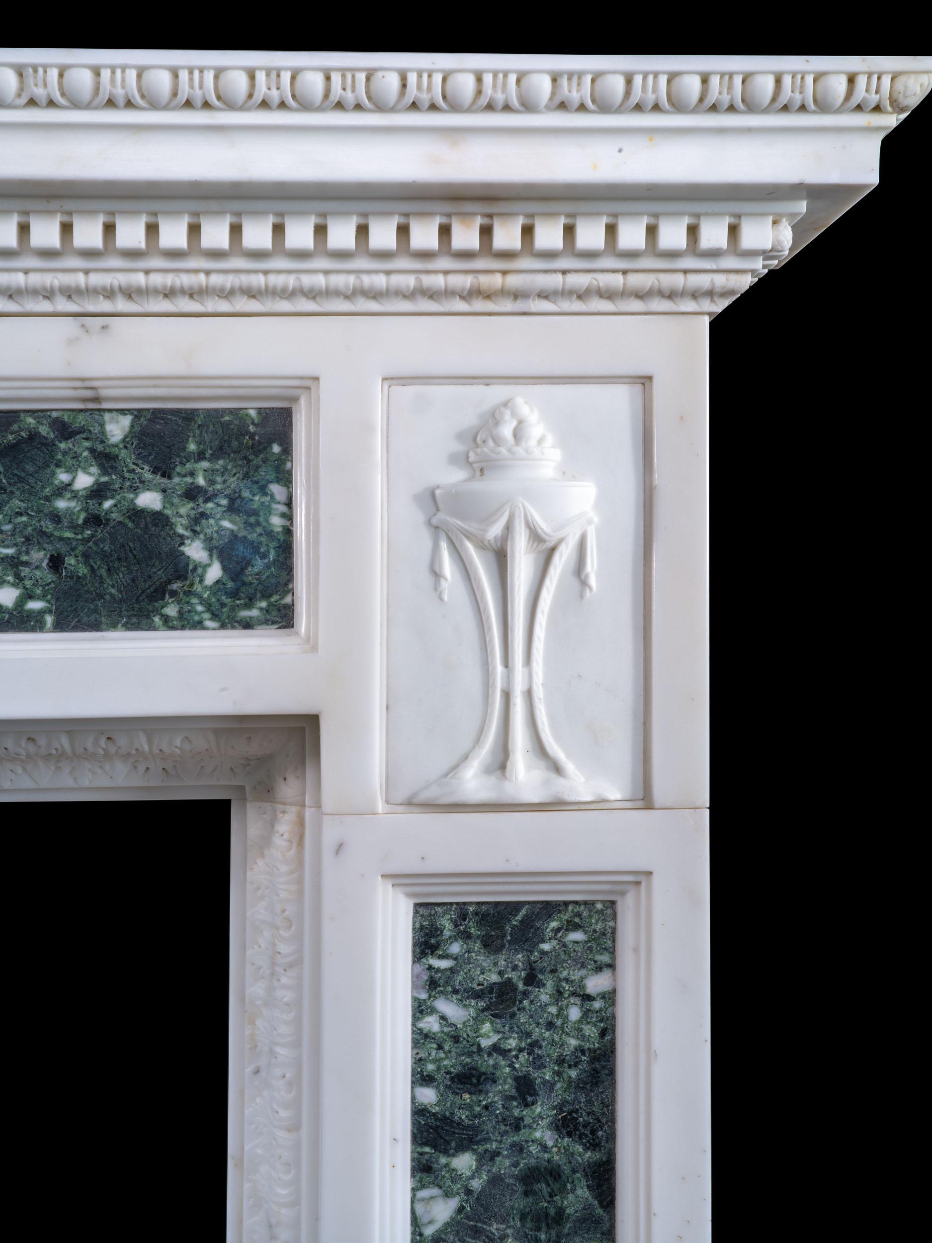 Exceptionally Rare 18th Century Chimneypiece by Robert Adam in Statuary Marble For Sale 4