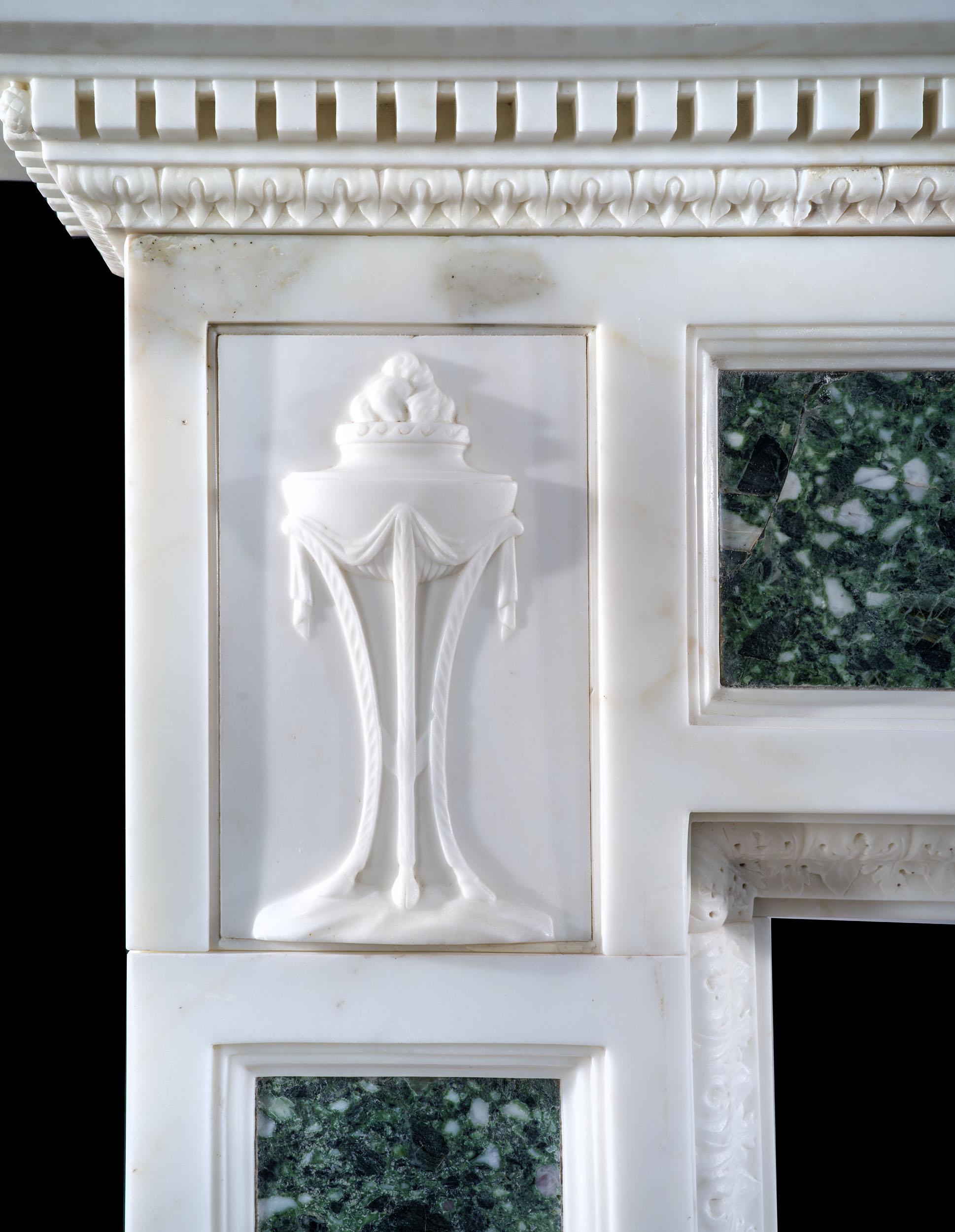 Exceptionally Rare 18th Century Chimneypiece by Robert Adam in Statuary Marble For Sale 5