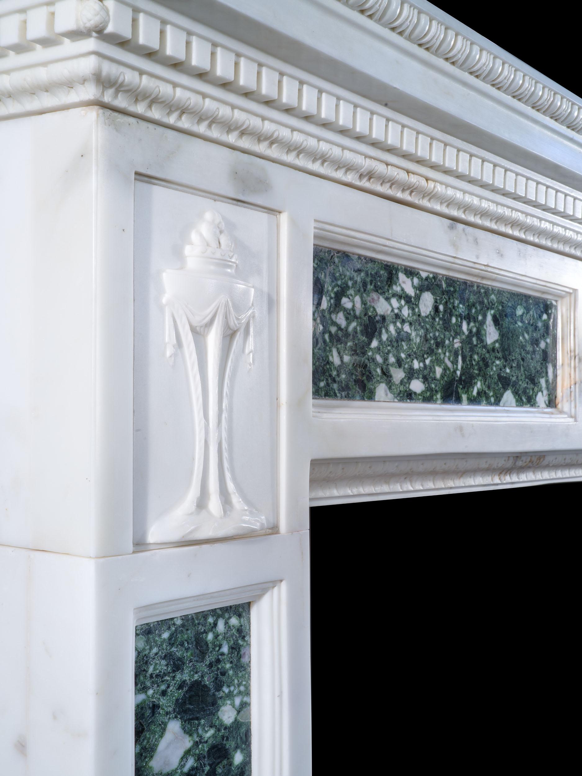 Exceptionally Rare 18th Century Chimneypiece by Robert Adam in Statuary Marble For Sale 6
