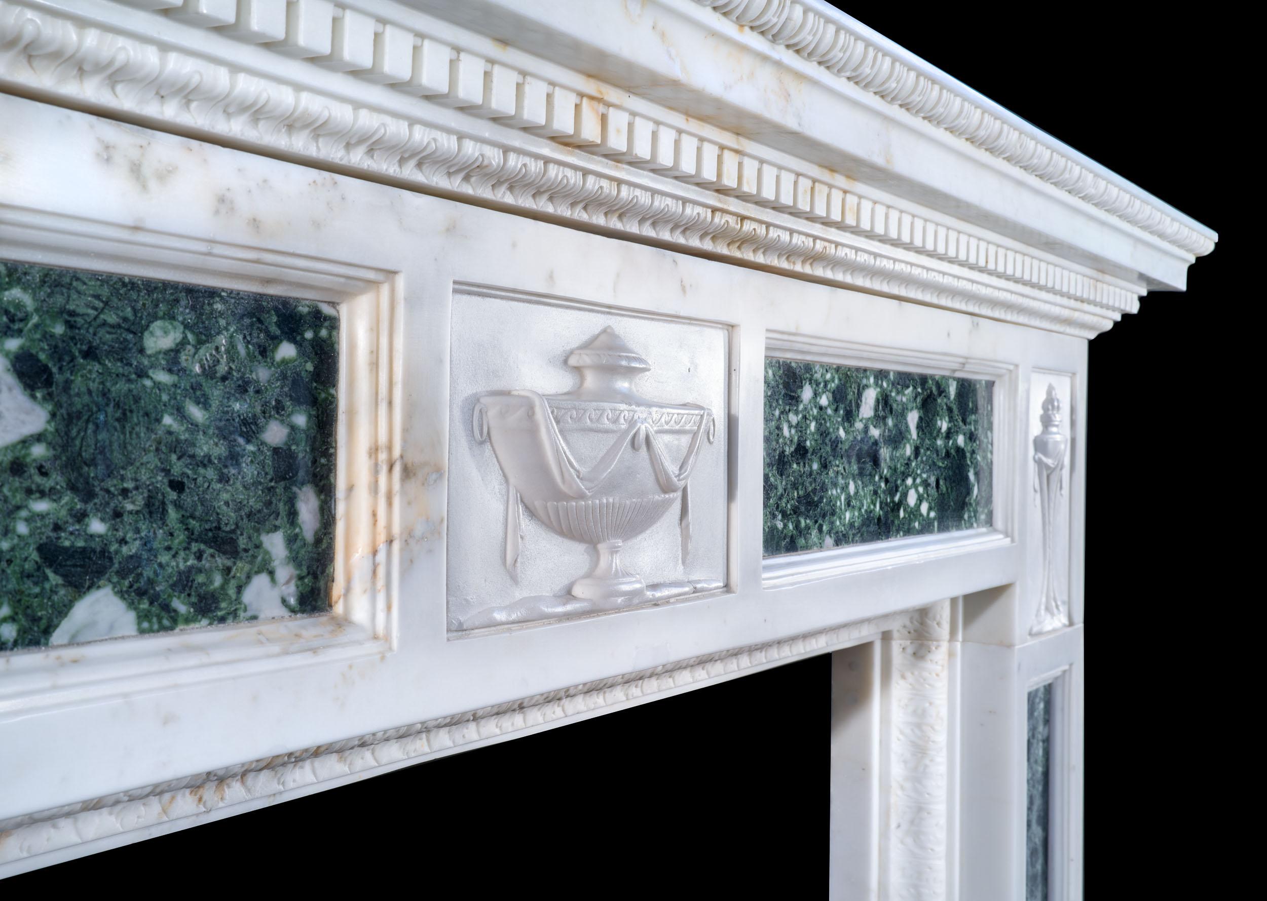 Exceptionally Rare 18th Century Chimneypiece by Robert Adam in Statuary Marble For Sale 7