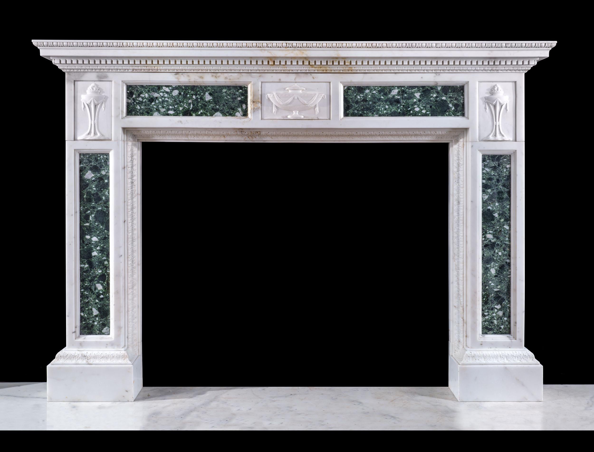Exceptionally Rare 18th Century Chimneypiece by Robert Adam in Statuary Marble For Sale 10