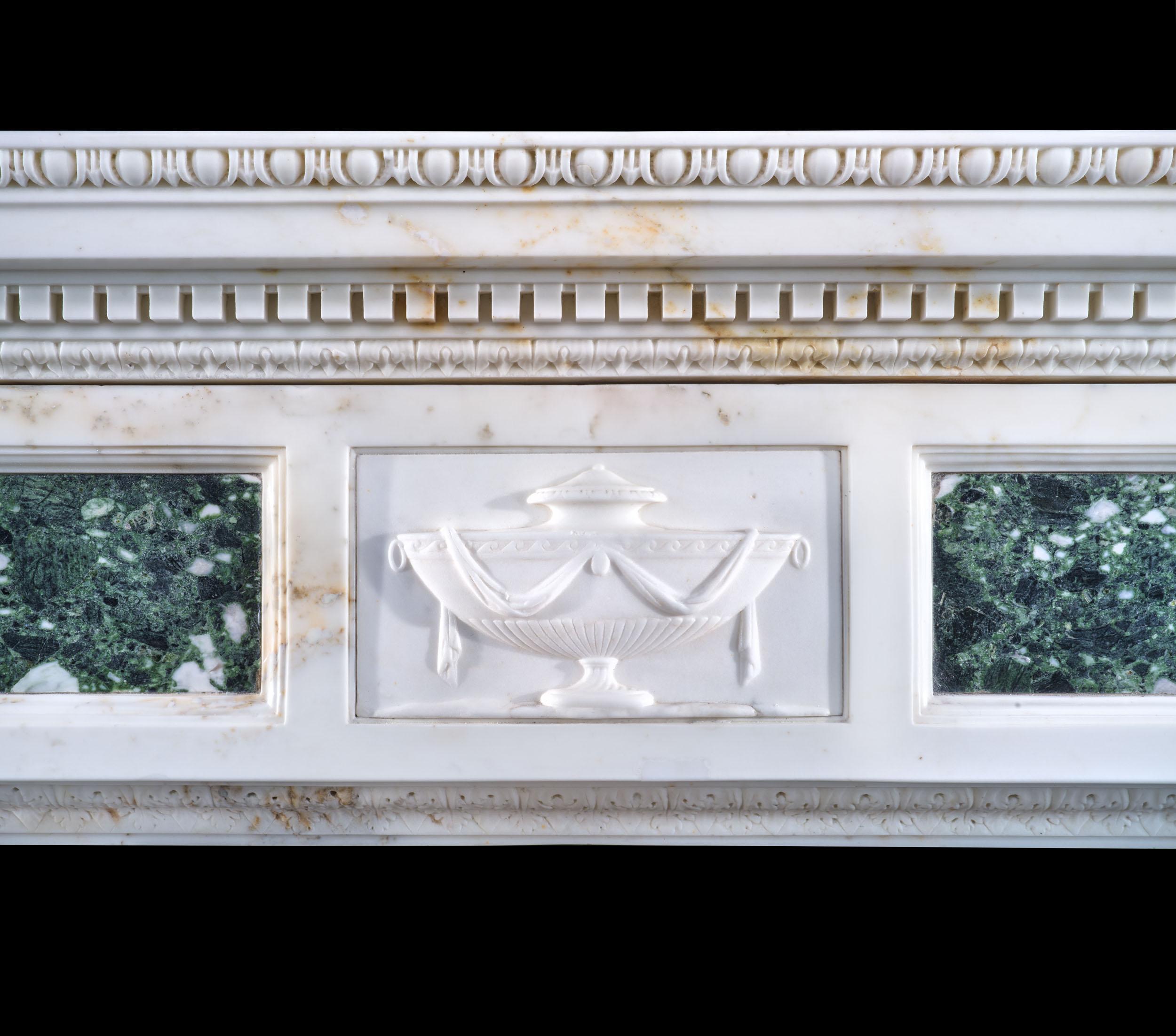 Exceptionally Rare 18th Century Chimneypiece by Robert Adam in Statuary Marble For Sale 11