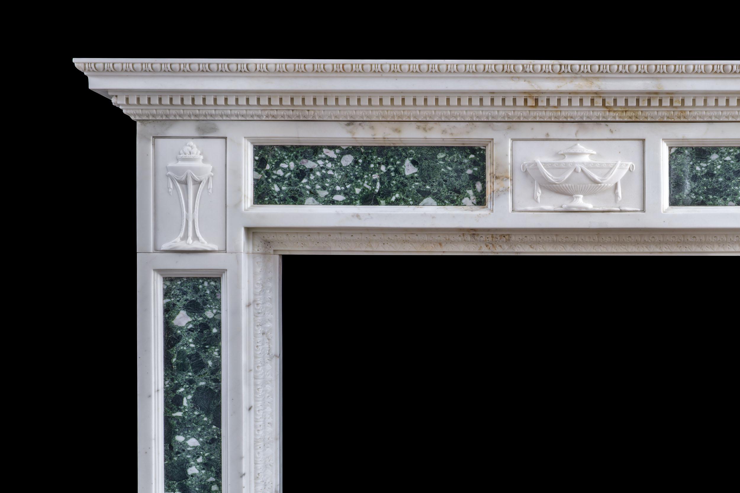 Exceptionally Rare 18th Century Chimneypiece by Robert Adam in Statuary Marble In Good Condition For Sale In London, GB