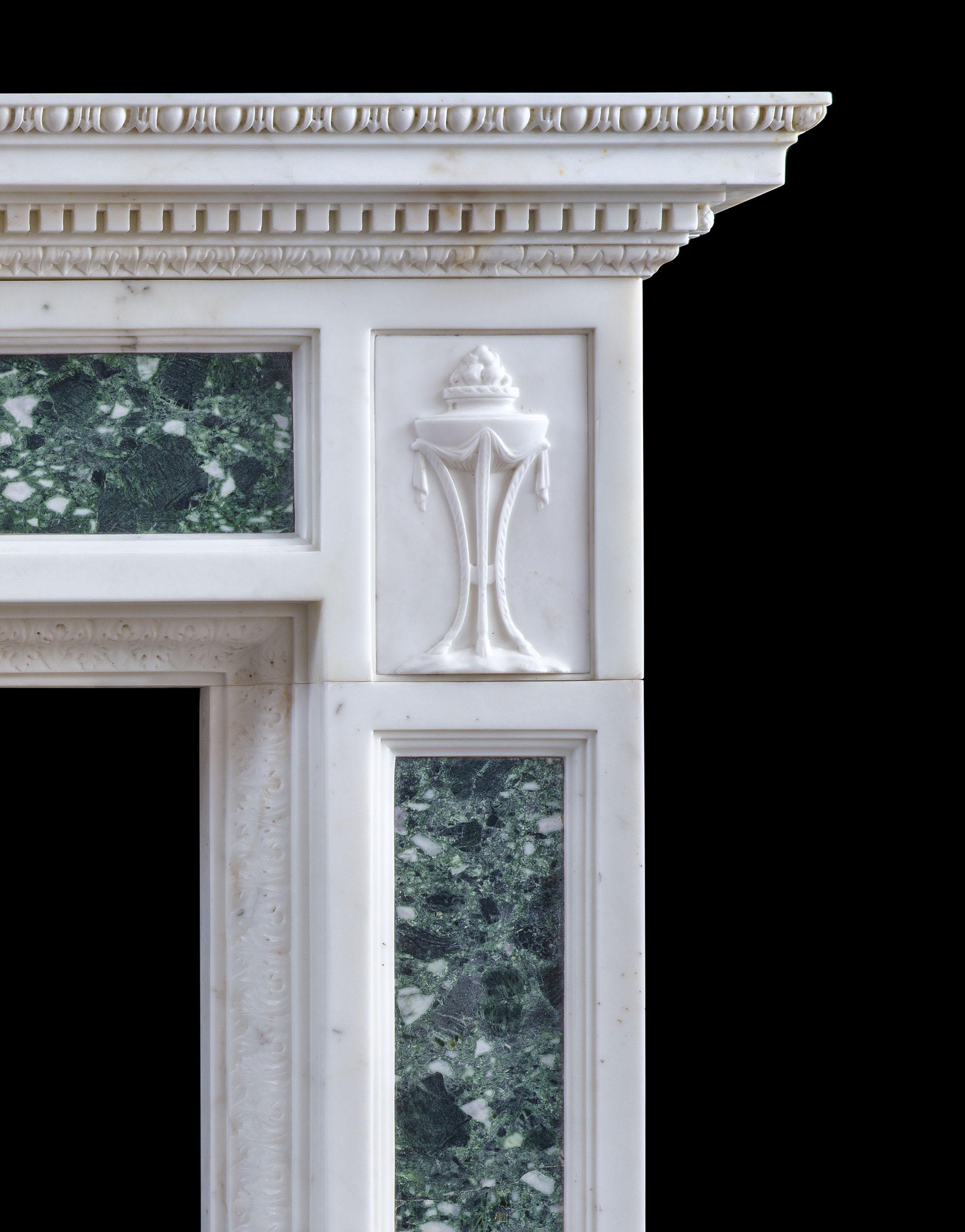 Mid-18th Century Exceptionally Rare 18th Century Chimneypiece by Robert Adam in Statuary Marble For Sale