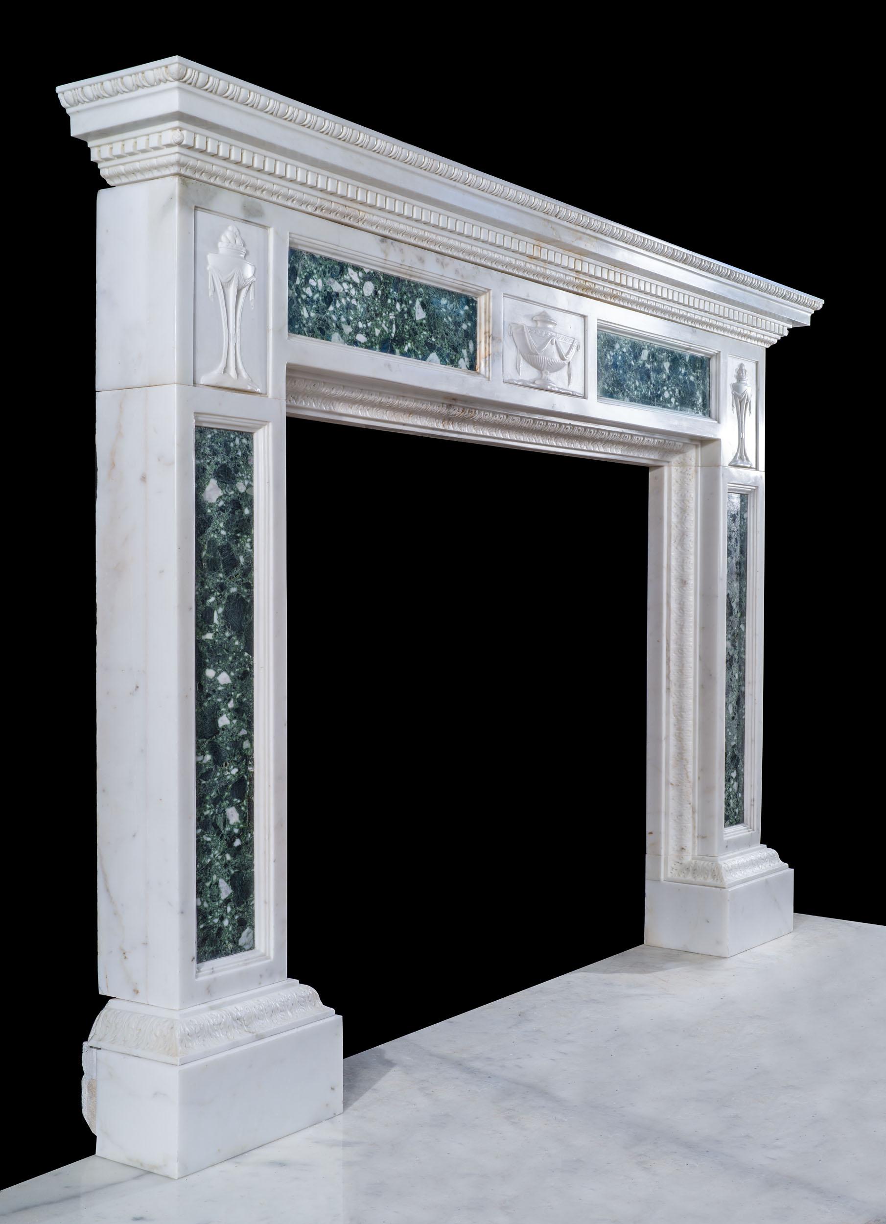 Exceptionally Rare 18th Century Chimneypiece by Robert Adam in Statuary Marble For Sale 1