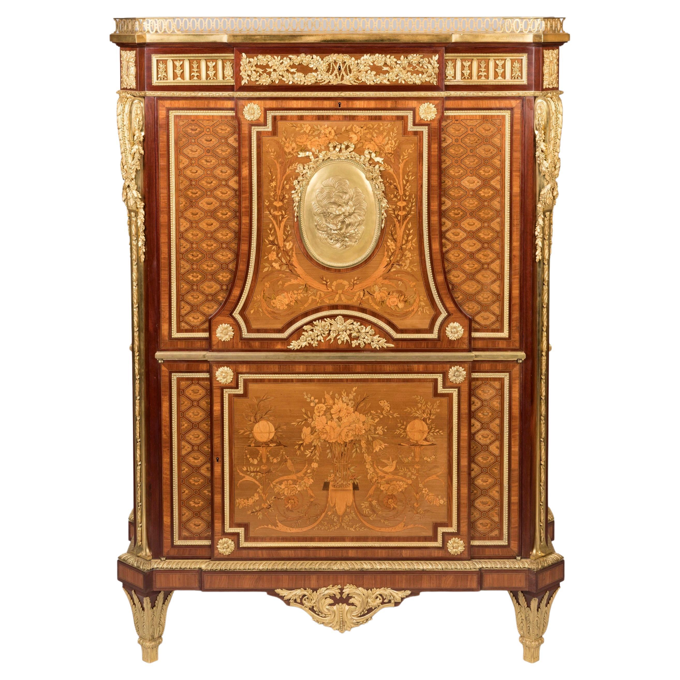 Exceptionally Rare 19th Century French Secrétaire à Abattant by Paul Sormani For Sale