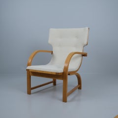 Exceptionally Rare Aino Aalto Chair Model 3920, Birch & White Wool, Artek 1940s