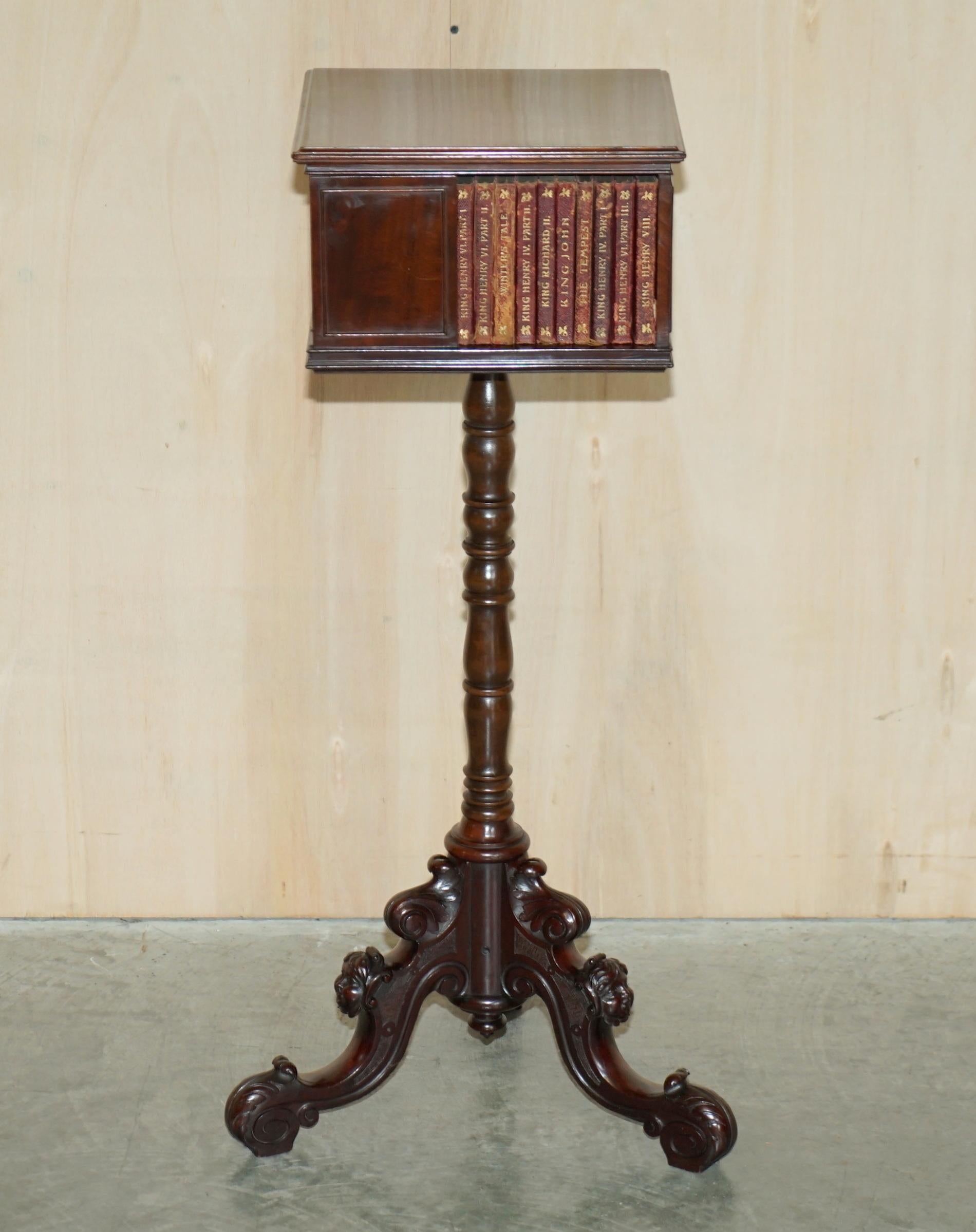 We are delighted to offer this extremely fine mid Victorian circa 1860 revolving book table with the complete works of Shakespeare on a hand carved Cherub tripod base

A truly stunning book table, one of the finest I have ever seen, the base is by