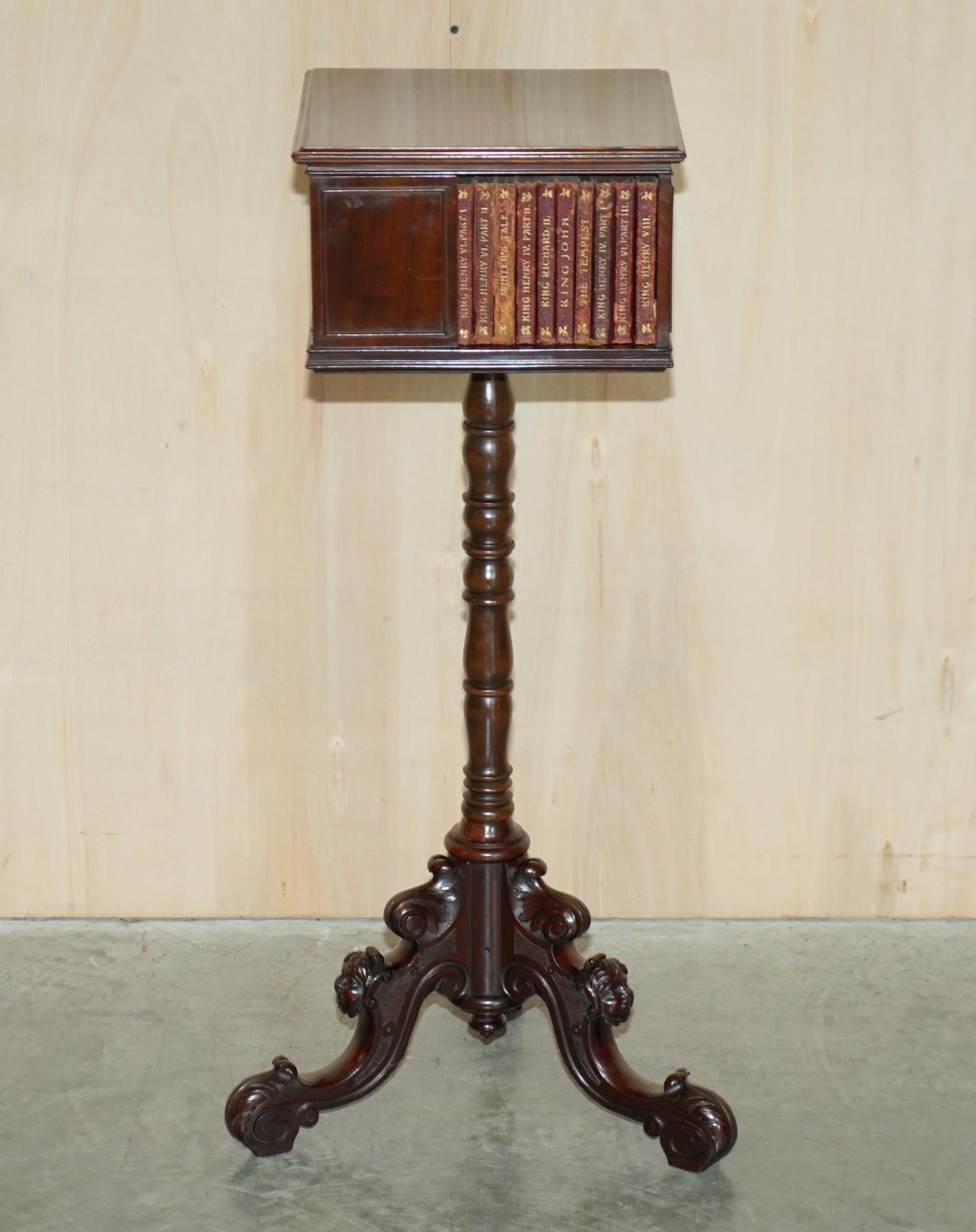 We are delighted to offer this extremely fine mid Victorian circa 1860 revolving book table with the complete works of Shakespeare on a hand carved Cherub tripod base

A truly stunning book table, one of the finest I have ever seen, the base is by