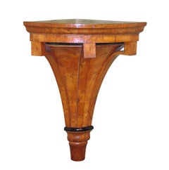 Exceptionally Rare Biedermeier Corner Console in Burled Elm, Circa 1820